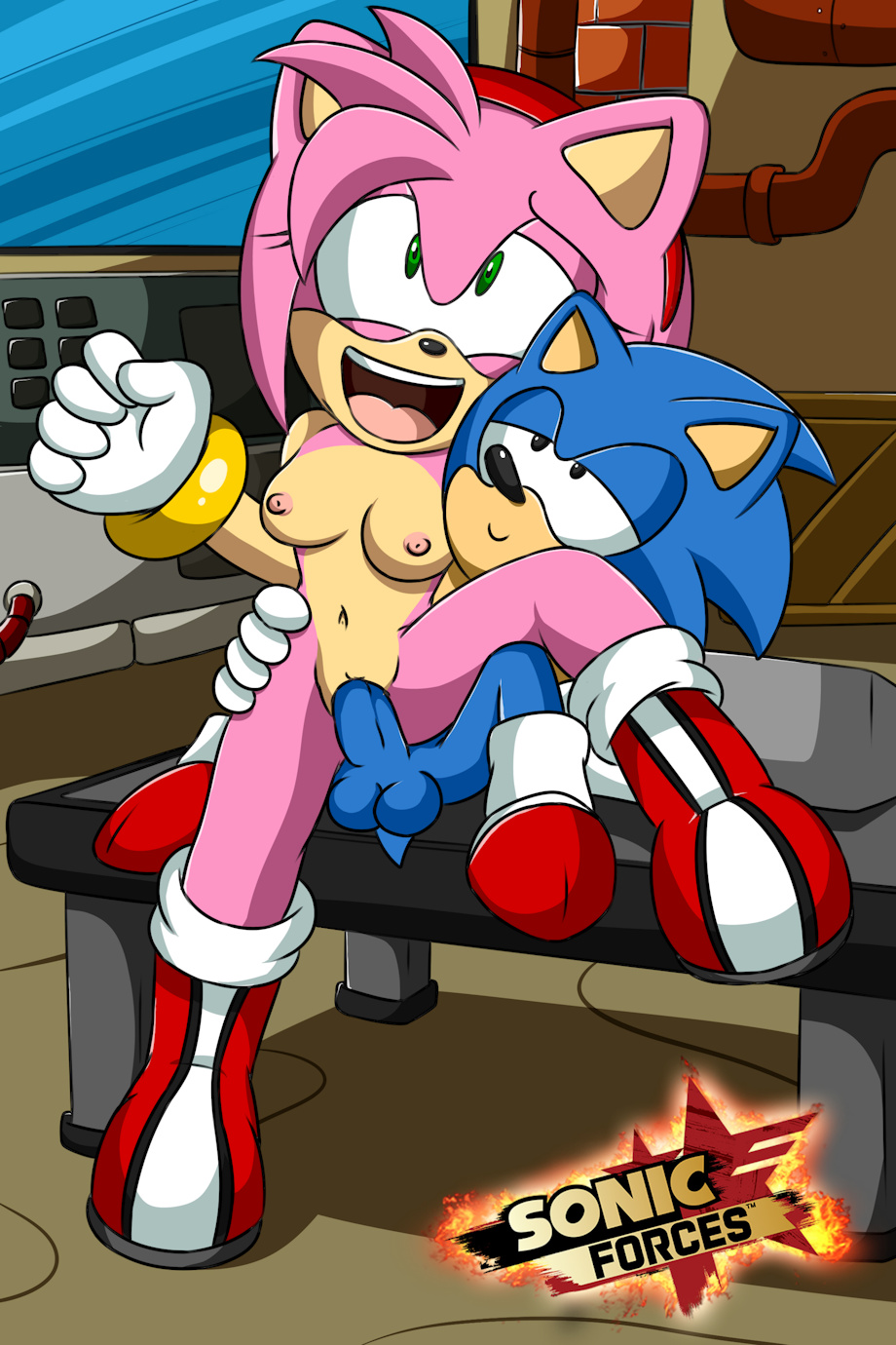 1boy 1girls amy_rose balls base big_penis black_eyes black_nose blue_fur blue_penis breasts classic_sonic computer cowgirl_position female green_eyes happy happy_sex hedgehog hedgehoglove larger_female looking_pleasured male mammal nipples open_mouth penis pink_fur pleasure_face pussy resistance sega shoes size_difference small_breasts smaller_male smile sonic_(series) sonic_forces spread_legs spreading straight table thick_penis tongue vaginal_penetration video_games