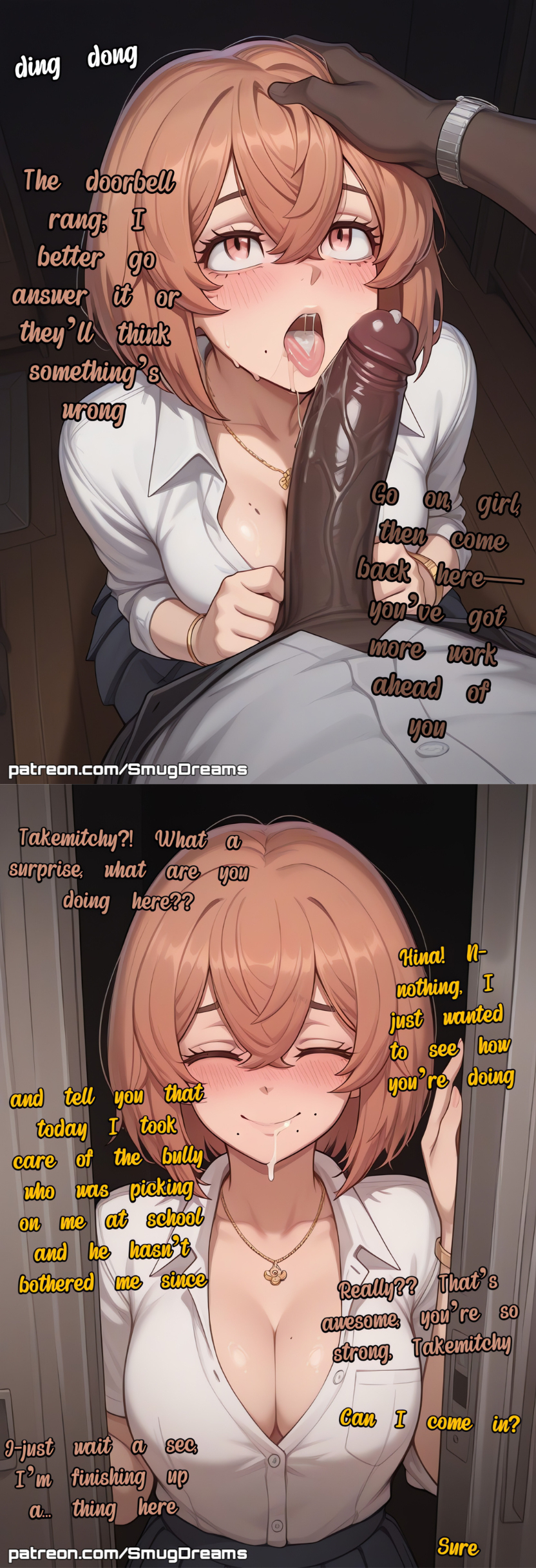 ai assisted, ai generated, big breasts, blacked, blush, caption, captioned, captions, cheating, cheating female, dark-skinned male, hinata tachibana, netorare, ntr