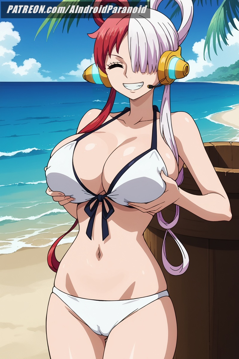 ai_generated aindroidparanoid ass beach bicolored_hair big_ass big_breasts big_butt bikini busty cameltoe cleavage colored_hair fat_ass female female_only headphones hips huge_breasts large_ass large_breasts large_butt massive_breasts one_piece outdoors stable_diffusion swimsuit thick_ass thick_thighs uta_(one_piece) waist wide_hips