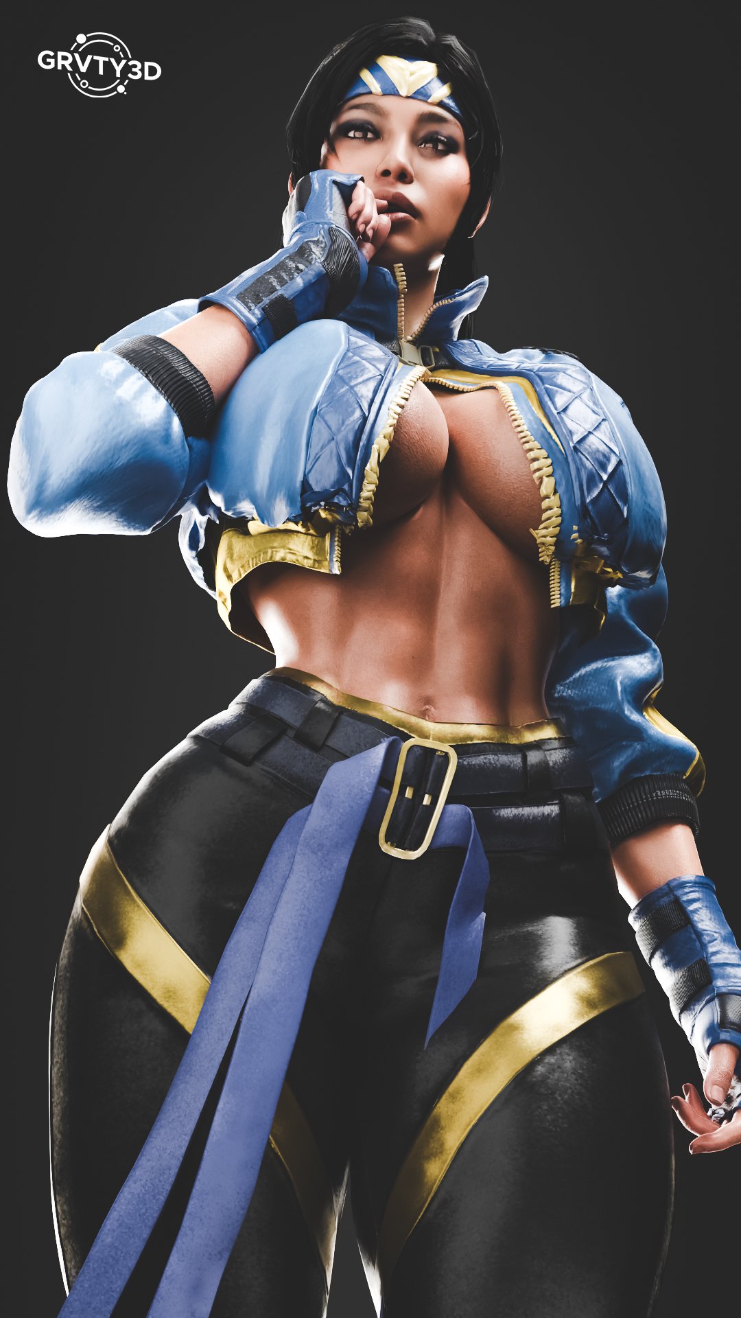 abs athletic_female big_breasts earthrealm_kitana gloves grvty3d huge_breasts kitana mortal_kombat mortal_kombat_1_(2023) muscular_female tagme