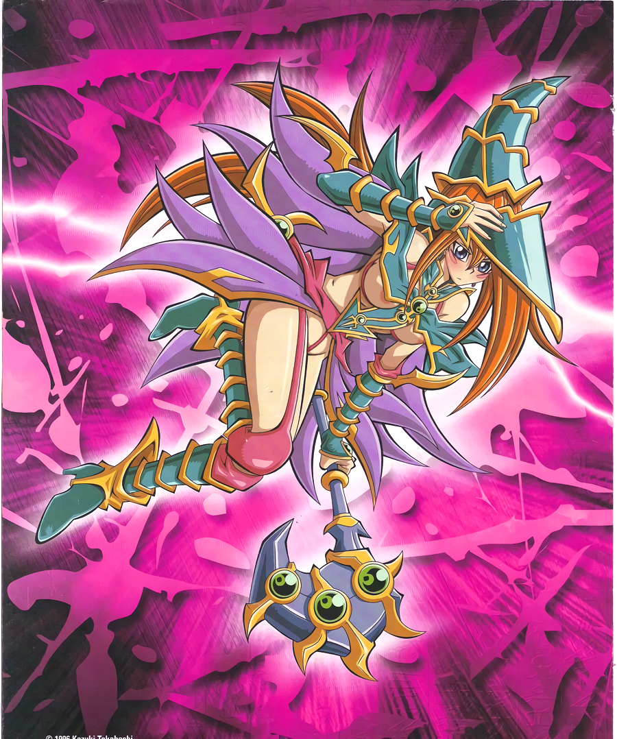 areolae blue_eyes blush breasts female kazuki_takahashi magician's_valkyria nipples official_art orange_hair third-party_edit witch witch_hat yu-gi-oh!