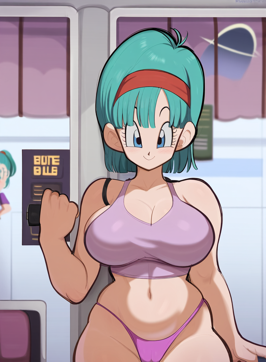 1girls ai_generated big_breasts blue_hair bottom_heavy bulma_briefs bulma_briefs_(frieza_saga) cleavage dragon_ball dragon_ball_z female mature_female milf mullon novelai thick_thighs underwear wide_hips