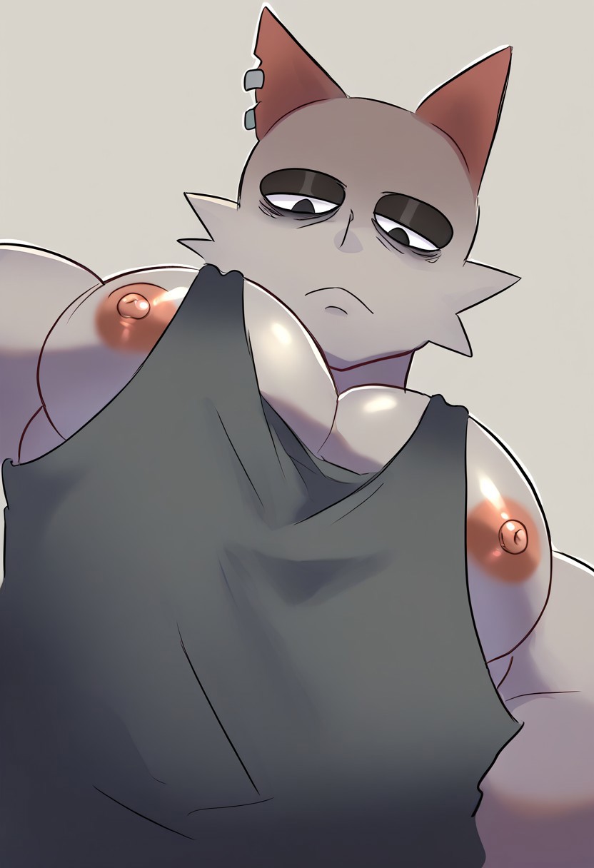 1boy abs ai_generated animal_ears anthro bara beanie big_pecs big_pectorals black_eyes cat_boy cat_ears catboy close-up emotionless erection expressionless feline fur furry furry_male furry_only gray_(sprunki) grey_body grey_fur grey_tank_top half-closed_eyes incredibox incredibox_mod large_pecs large_pectorals looking_at_viewer looking_down male male_focus male_only meme muscular muscular_male nipple_slip nipples pecs pectoral_cleavage pectoral_focus pectorals shiny_skin sidepec solo solo_focus solo_male sprunki tagme taker_pov tank_top unimpressed upper_body yur_oc_like_this_(meme)