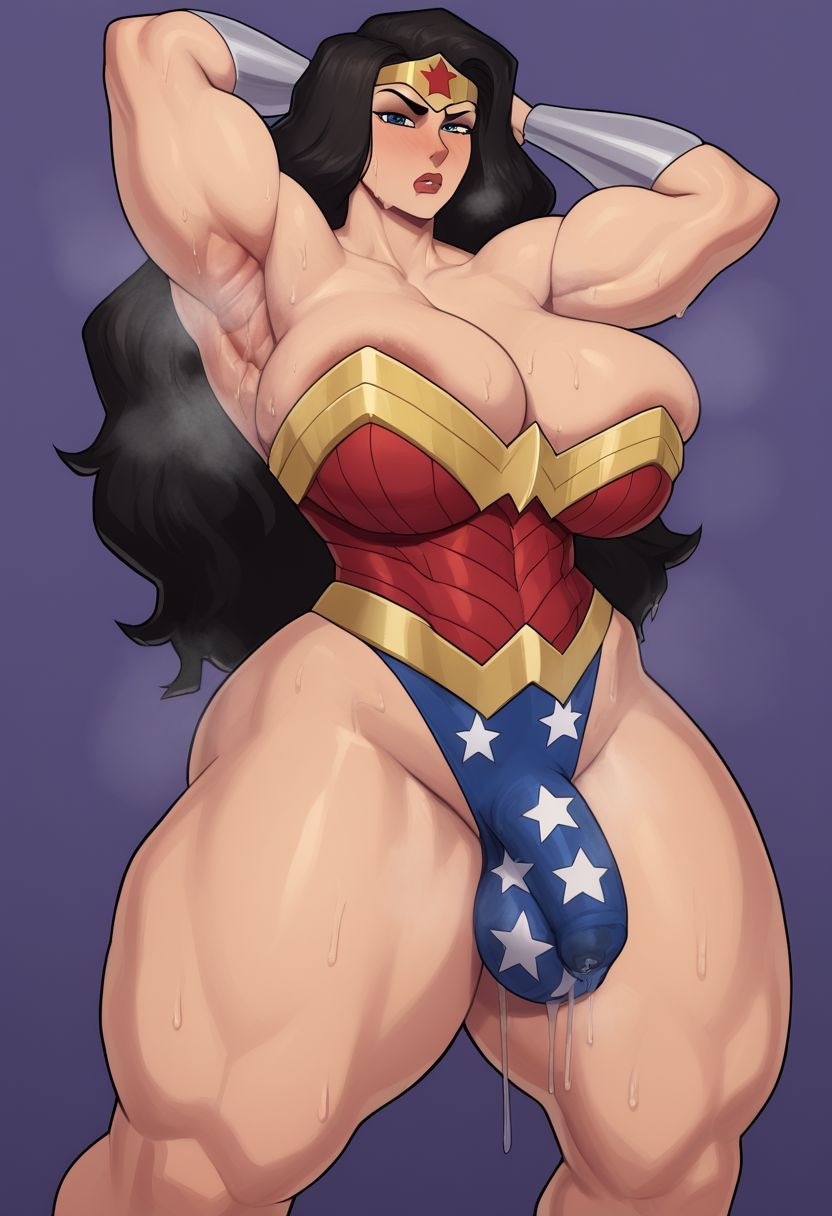 1futa 1futanari ai_generated areolae_peeking armpits arms_up ass big_ass big_breasts big_thighs blush breasts bulge civitai cleavage cleavage_overflow clothed cock_bulge dark_hair dripping_precum futa futa_cock futa_milf futa_mommy futa_only futanari giantess giantess_futa gigantic_breasts gigantic_thighs hands_behind_head huge_breasts huge_thighs jimojo leotard lipstick long_hair mature mature_body mature_figure mature_futa milf mommy muscle_mommy muscular muscular_arms muscular_female muscular_futanari muscular_thighs penis_bulge pony_diffusion_xl precum precum_drip precum_through_clothing purple_background skimpy skimpy_clothes soft_breasts solo solo_futa steam steaming_body steamy_armpits sweat sweaty sweaty_armpits sweaty_breasts thick thick_ass thick_thighs thighs voluptuous voluptuous_futanari wide_hips wonder_woman wonder_woman_(series)