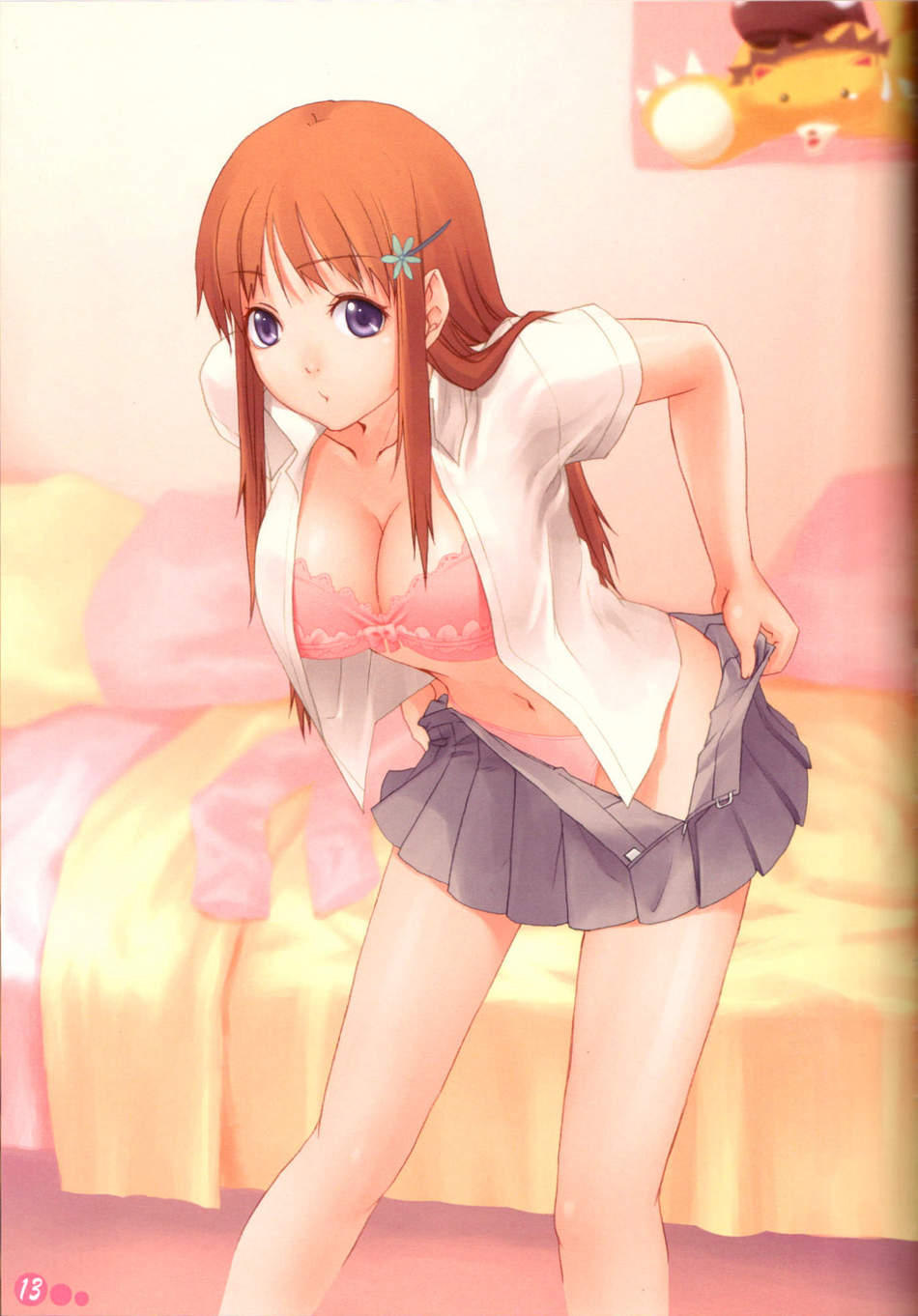 1girls bleach breasts inoue_orihime kon long_hair looking_at_viewer orange_hair pua tagme