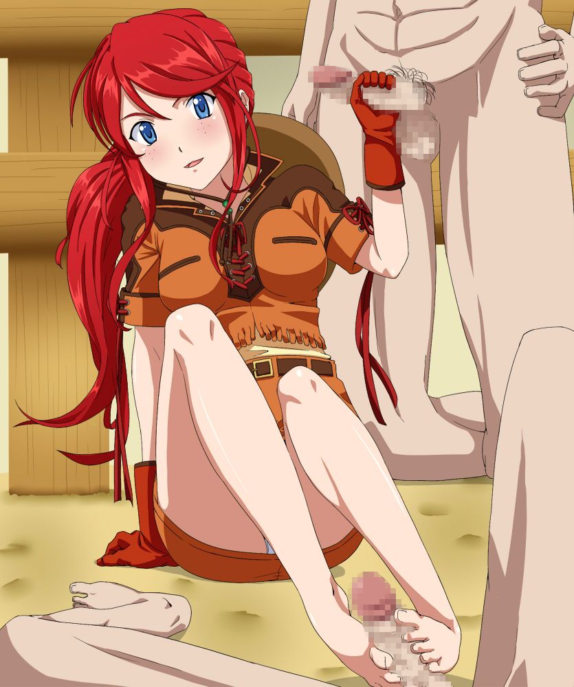 censored clothing female femdom footbang footjob handjob hitori_kakumei multiple_boys panties pubic_hair sakura_taisen sakura_wars skirt threesome