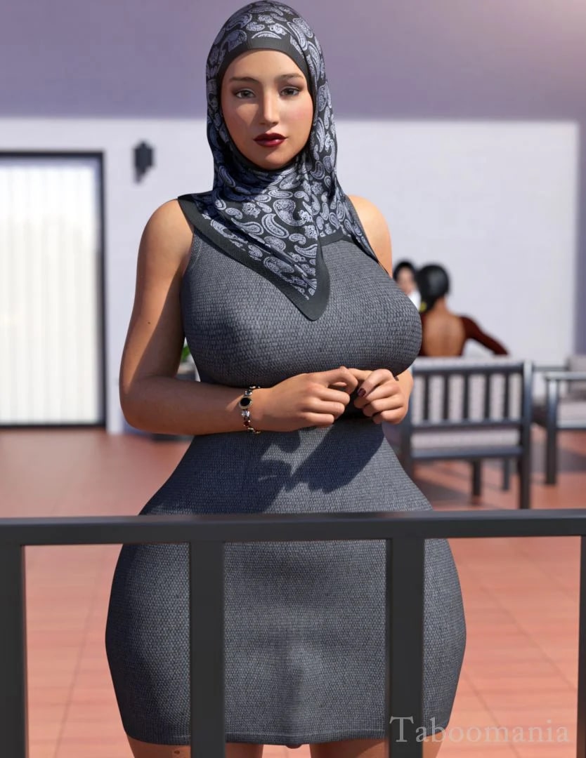 3d bulge dress futa_only futanari hadiya hijab taboomania tip_peeking