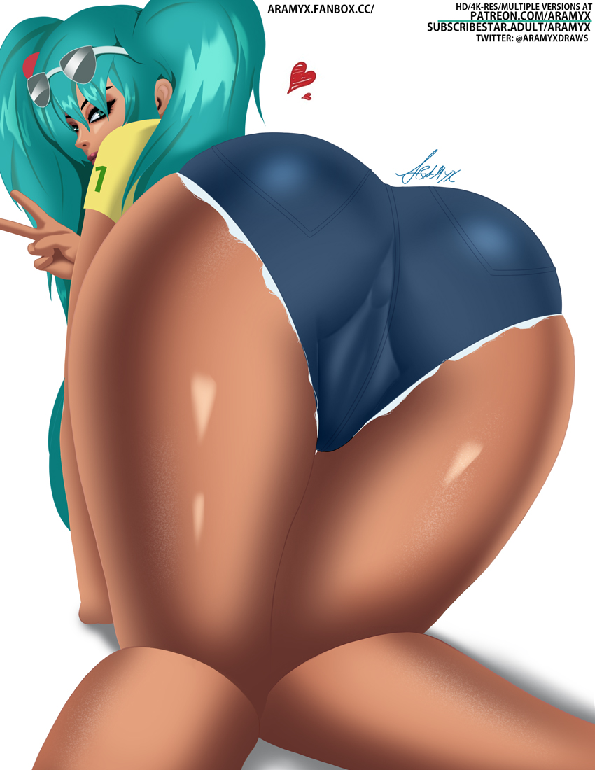 1girls aramyx ass ass_focus big_ass big_breasts big_thighs bikini brazil brazilian brazilian_female brazilian_miku breasts cyan_eyes cyan_hair female female_only hatsune_miku huge_ass huge_thighs latin_american_hatsune_miku_(meme) long_hair looking_at_viewer massive_ass shirt shorts skintight solo tagme tan tan_body tan_skin thick_hips thick_thighs thighs thong tight_clothes tight_clothing tight_fit tight_pants twintails vocaloid yellow_shirt