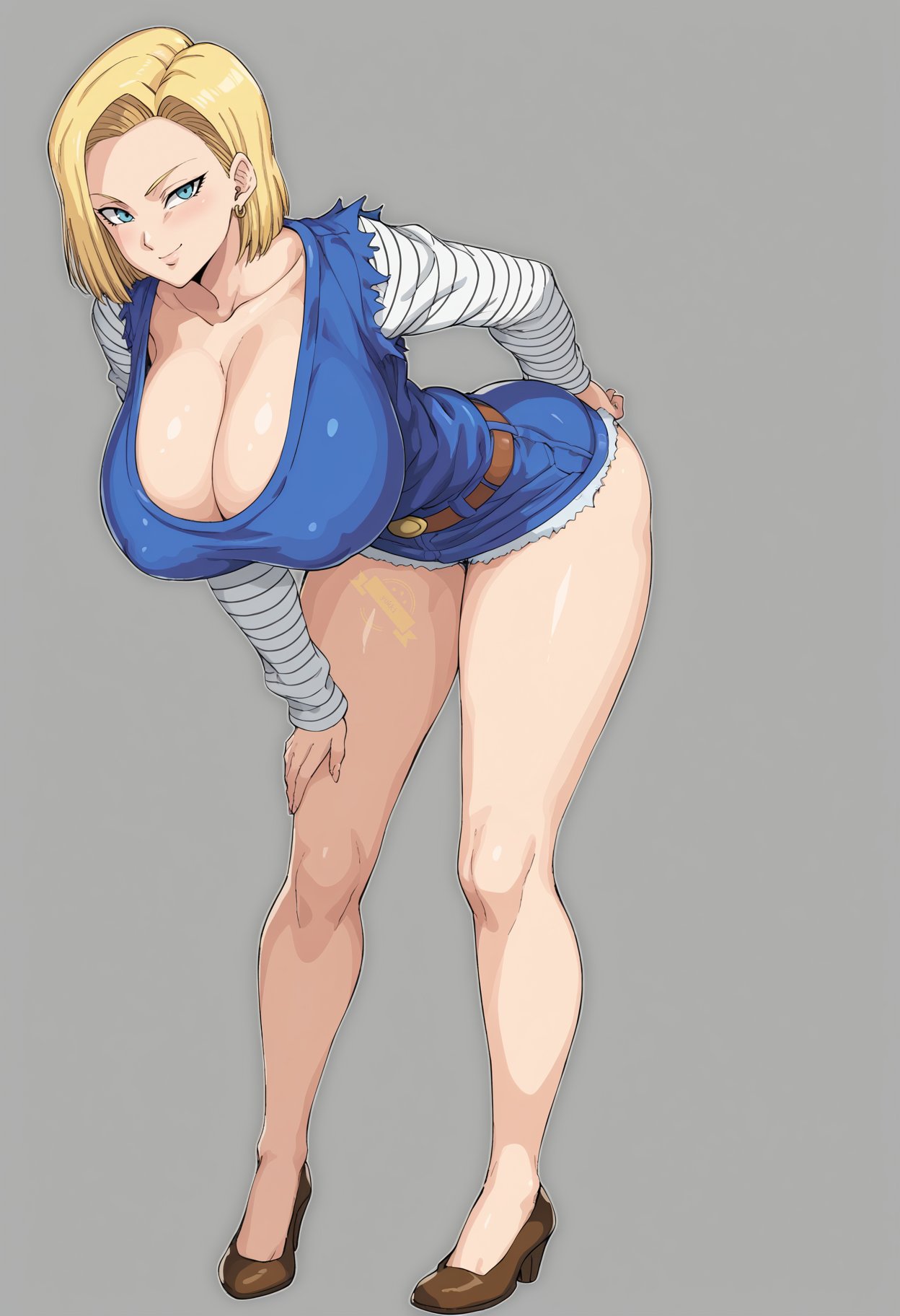 1girls ai_generated android_18 blonde blonde_female blonde_hair blonde_hair_female blue_eyes blue_eyes_female cameltoe cleavage curvy dragon_ball erect_nipples female gigantic_breasts high_heels huge_areolae huge_ass nai_diffusion puffy_nipples short_hair short_hair_female stable_diffusion thick_lips voluptuous wide_hips yellow_hair yukkl