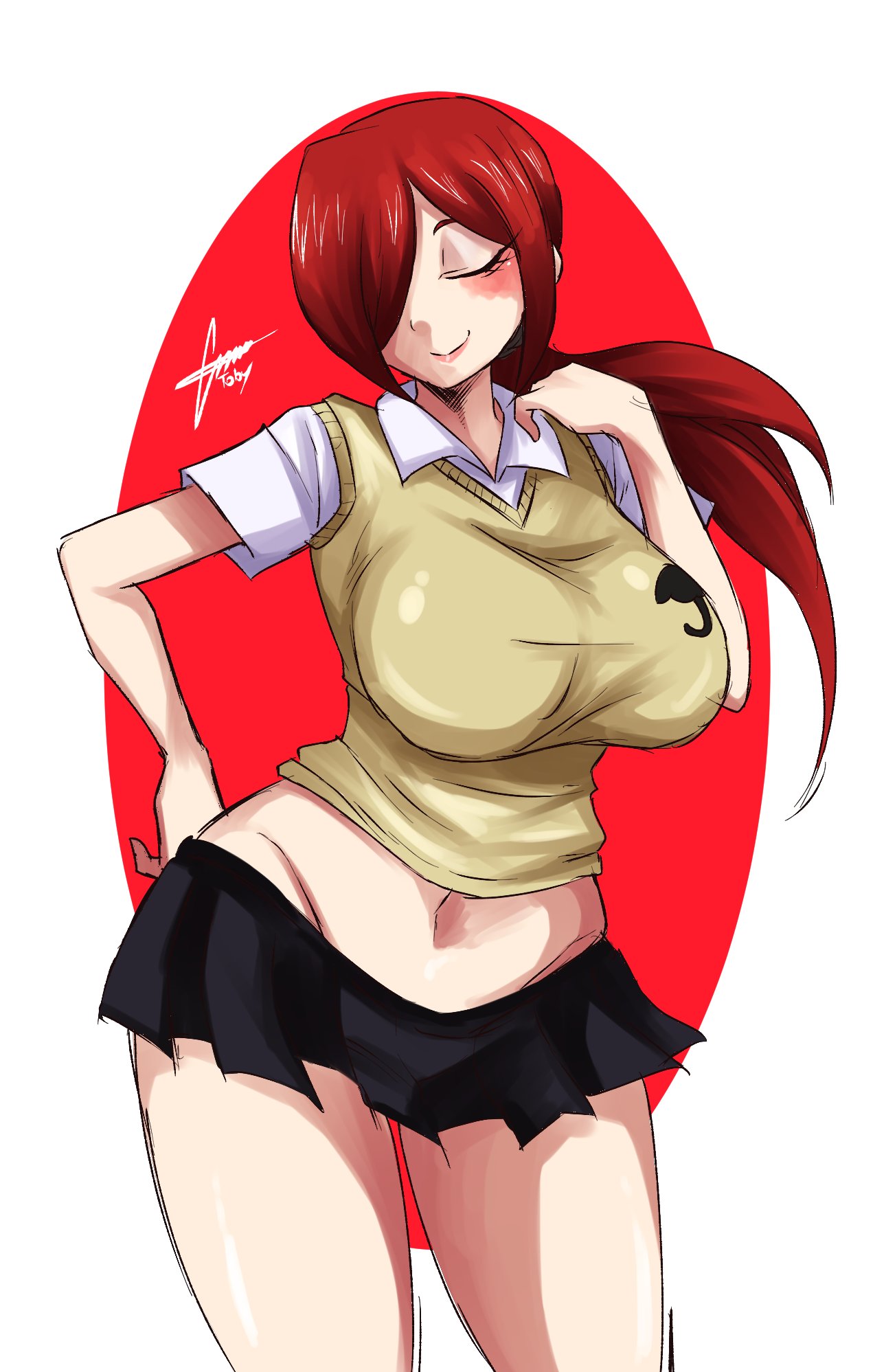 1girls belly big_breasts blush female parasoul skullgirls thighs tobyllitos