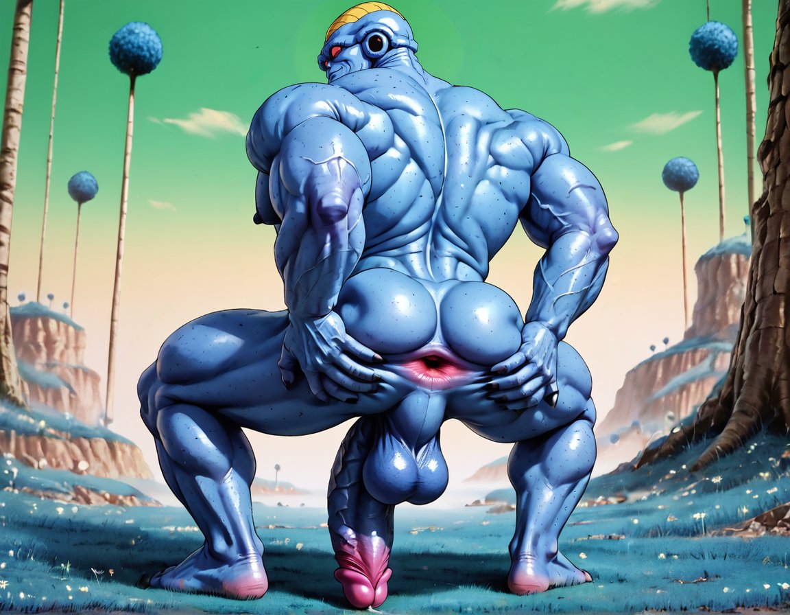 1boy abs ai_generated alien anus ass ass_focus back back_muscles balls bara big_ass big_balls big_muscles big_pecs big_penis blue_body booster_rex burter daddy dilf dragon_ball dragon_ball_z erect_nipples erection gay huge_balls huge_cock huge_muscles huge_nipples huge_pecs humanoid male male_only muscular muscular_humanoid muscular_male navel nipples nude pecs penis solo