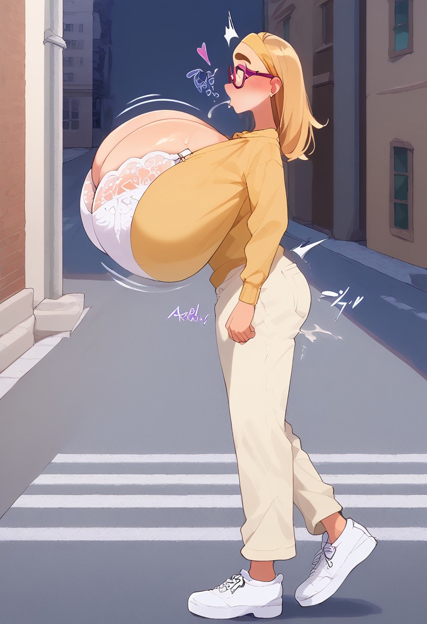 ai generated, big hero 6, blonde hair, breasts, clothing, female, gigantic breasts, honey lemon, huge breasts, hyper, hyper breasts, long hair, marvel, marvel comics, silenteye, skinny