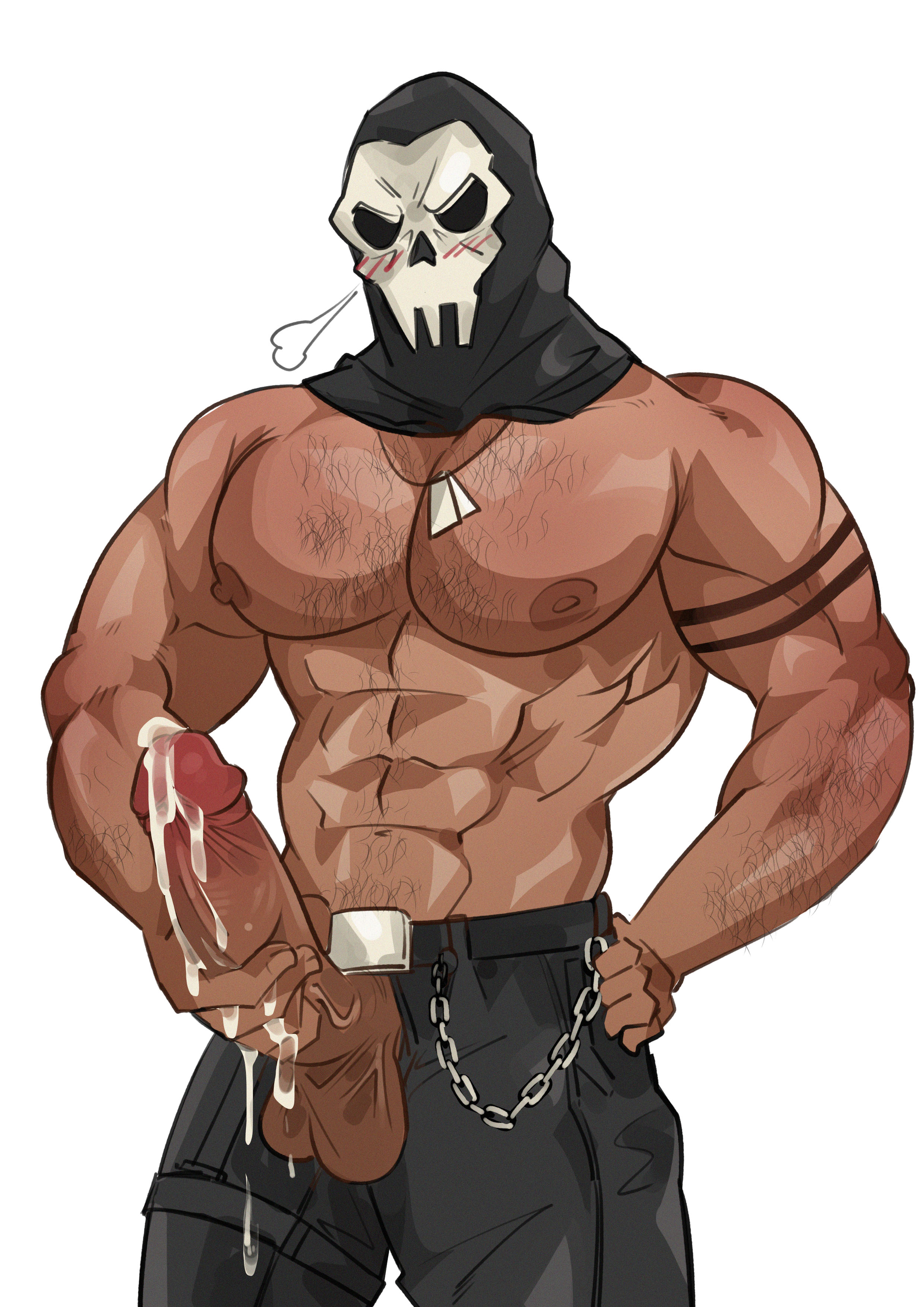 1boy, abs, arm hair, arm tattoo, balls, bara, big balls, big muscles, big nipples, big pecs, big penis, breath, call of duty, call of duty modern warfare 2 (2022), cum, cum drip, cum on balls, cum on body, cum on hand, cum on penis, cumshot, daddy, dilf, dog tags, ejaculation, erect nipples, erection, gay, ghost (modern warfare 2), hair, hairy, hairy male, hanamuransfw, happy trail, huge balls, huge cock, huge muscles, human, hunk, male, male only, mask, masked male, muscles, muscular, muscular human, muscular male, navel, nipples, orgasm, pecs, penis, penis through fly, pubic hair, simon riley, solo, topless, topless male, yaoi