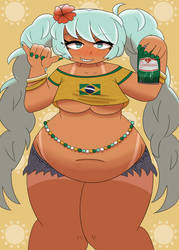 big_belly brazil brazilian brazilian_female brazilian_miku chubby chubby_belly chubby_female fat hatsune_miku latin_american_hatsune_miku_(meme) lowres thick_thighs vocaloid