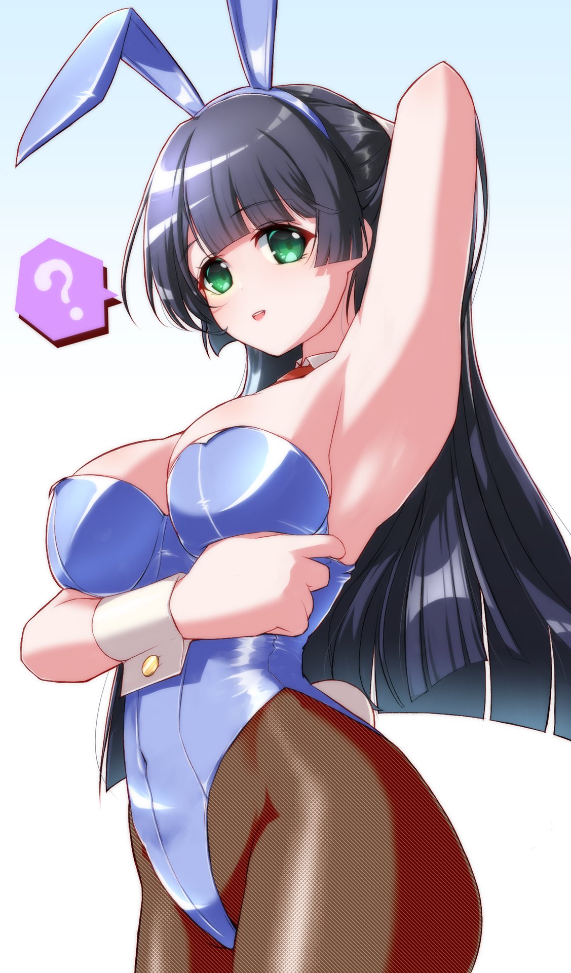 ? armpits big_breasts bunny_ears bunnysuit d4dj hiraken pointy_chin togetsu_rei