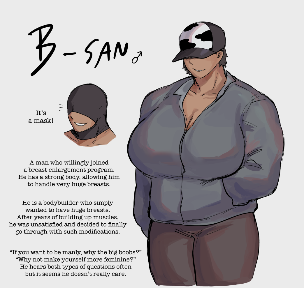 1boy b-san big_breasts bodybuilder busty_boy dark-skinned_male eyes_covered male male_breast_expansion male_breasts male_cleavage male_only male_tits mask redmantis solo solo_male