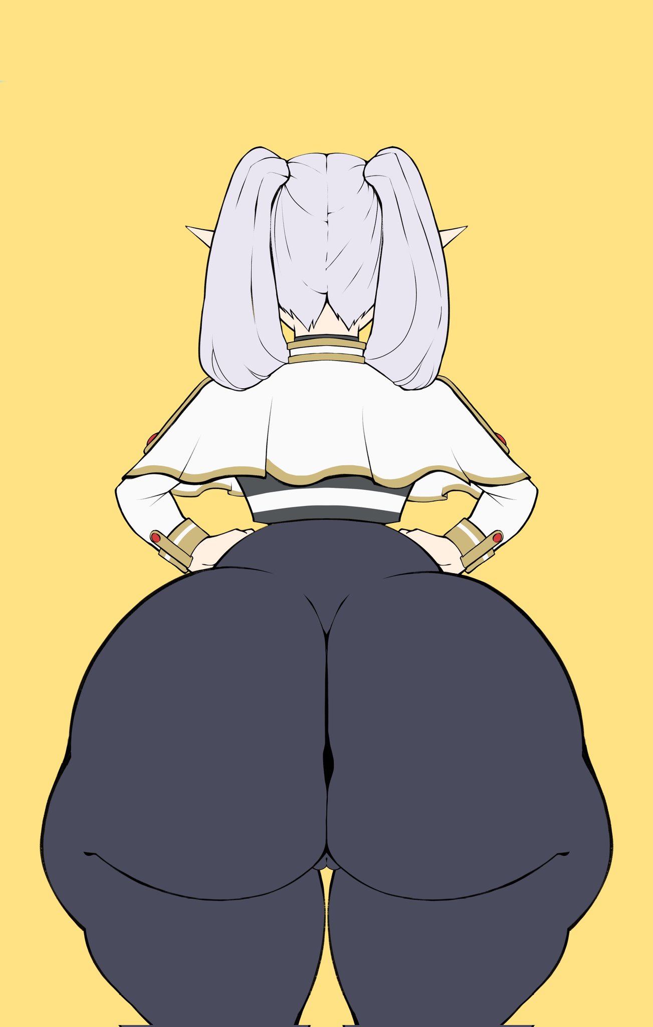 1girls ass_focus cameltoe female frieren huge_ass penpen_(artist) pointy_ears sketch sousou_no_frieren twintails