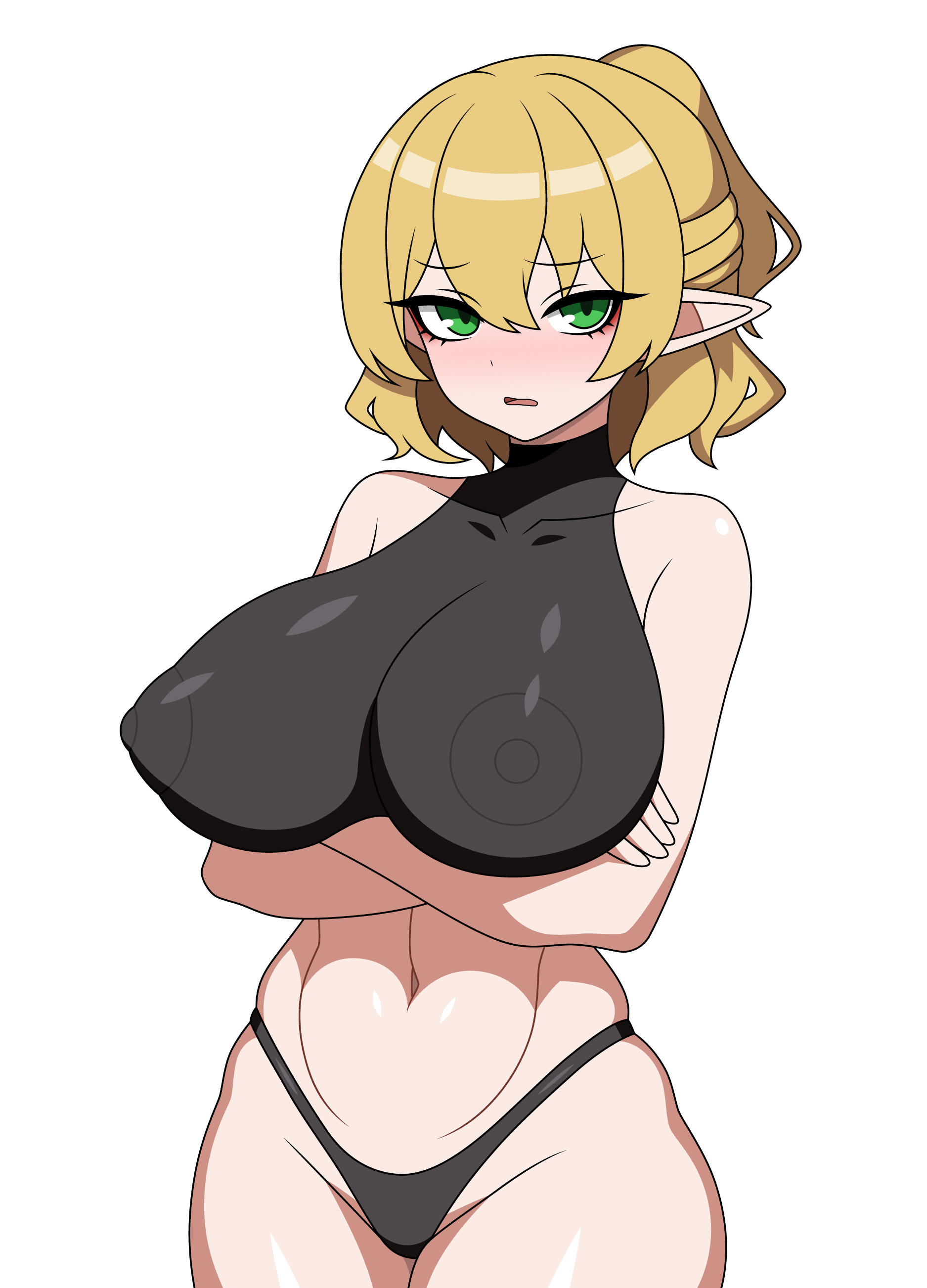 arms crossed, breasts, elf, female, green eyes, mizuhashi parsee, sfw, ssaf, ssaf seibeupail, ssaf52913778, touhou