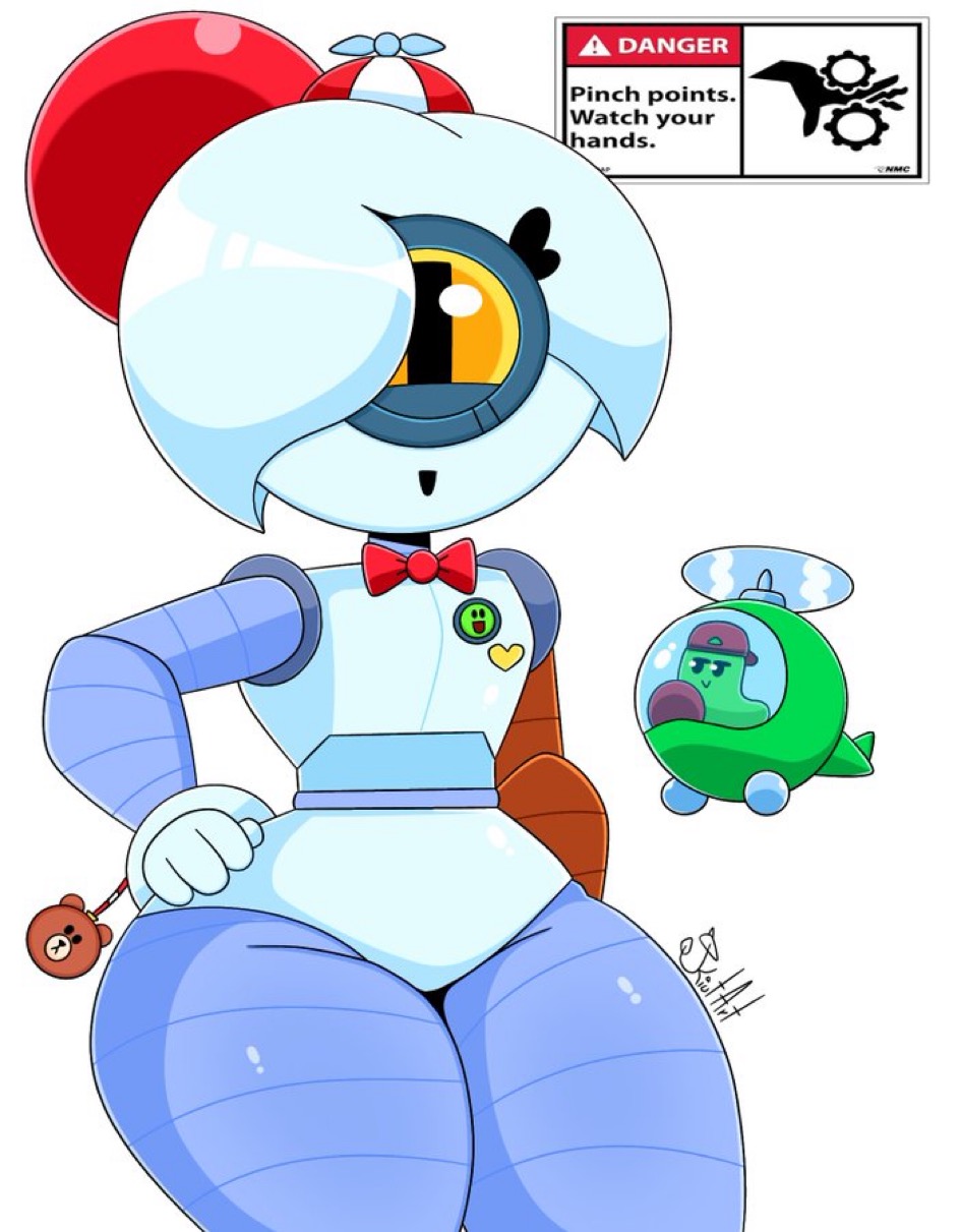 brawl_stars flat_chest joyful kiut_arts line_(app) line_friends nani_(brawl_stars) thick_thighs
