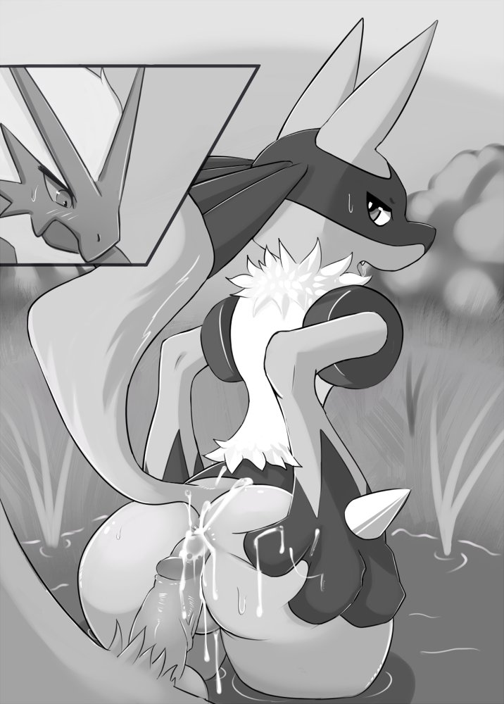 1ambiguous 1boy 2018 3_fingers after_anal after_sex ambiguous_gender anthro anthro_on_anthro anus ass avian back big_ass big_ears big_hands big_penis black_fur blaziken blush canine celescario cum cum_in_ass cum_inside cum_on_ass drooling duo erection fang furry gay grass hand_on_ass humanoid_penis interspecies long_penis looking_at_viewer looking_back lucario male male_pov mammal monochrome monoruka nintendo no_color open_mouth outdoors outside paws penetration penis penis_on_ass pokemon pokemon_(species) pokemon_rse pov pubic_hair raised_tail saliva solo_focus spikes standing sweat tail teeth testicles thick_penis thick_thighs veins veiny_penis video_games water wide_hips