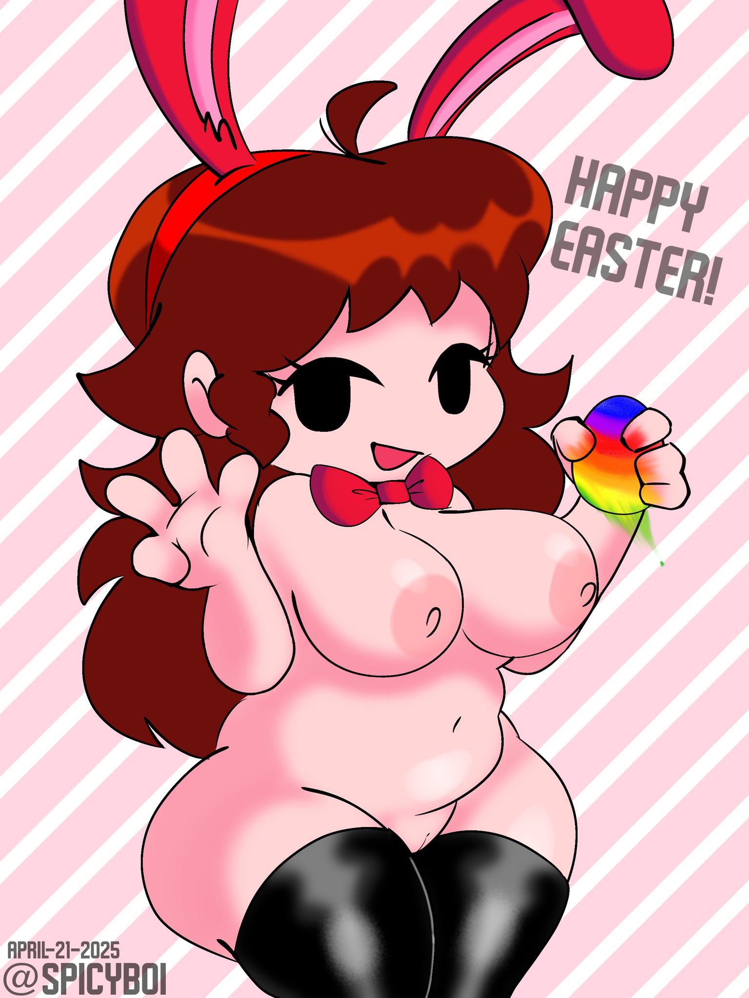 2025, auburn hair, big breasts, breasts, dated, easter, exposed breasts, female, fnf, friday night funkin, girlfriend (friday night funkin), long hair, nipples, nude, spicyboi, tagme, thick thighs, watermark