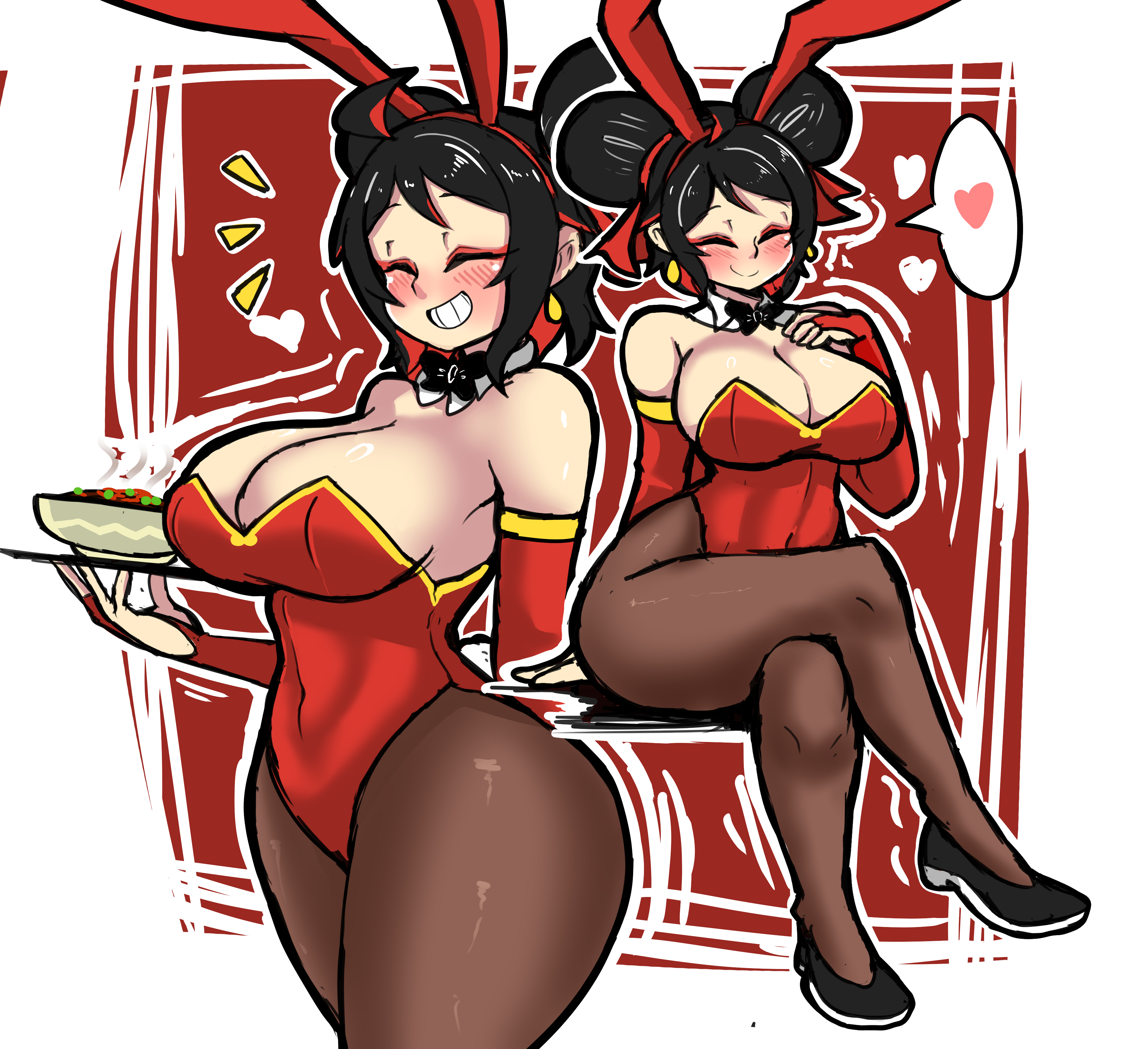 1girls, aged up, alternate body type, alternate breast size, alternate hairstyle, blush, breasts, bunny ears, bunnysuit, cute, female, female only, jpg, mralee, pucca, pucca (franchise), solo, solo female, tagme, twitter link
