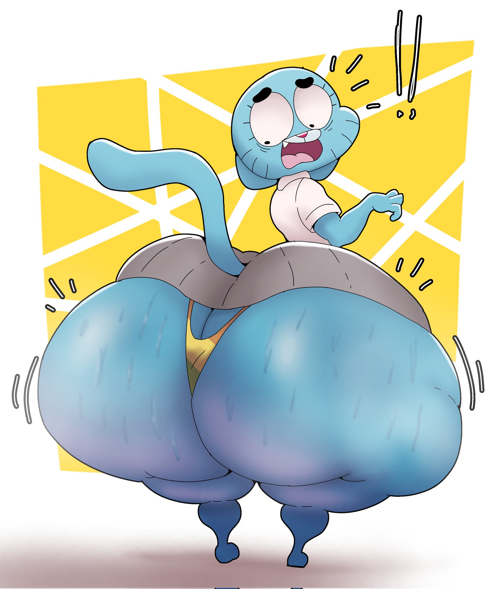 !!, 1girls, anthro, ass, ass cleavage, ass crack, big ass, big butt, bubble butt, butt crack, female, female only, furry, gigantic ass, gluteal fold, huge ass, huge hips, looking back, massive ass, motion lines, nicole watterson, notice lines, plump, plump ass, plump butt, plump thighs, solo, standing, sweaty, sweaty ass, sweaty butt, the amazing world of gumball, thedeathcrow05, thick, thick ass, thick butt, thick thighs, whale tail, whale tail (clothing), wide ass, wide hips, wide thighs