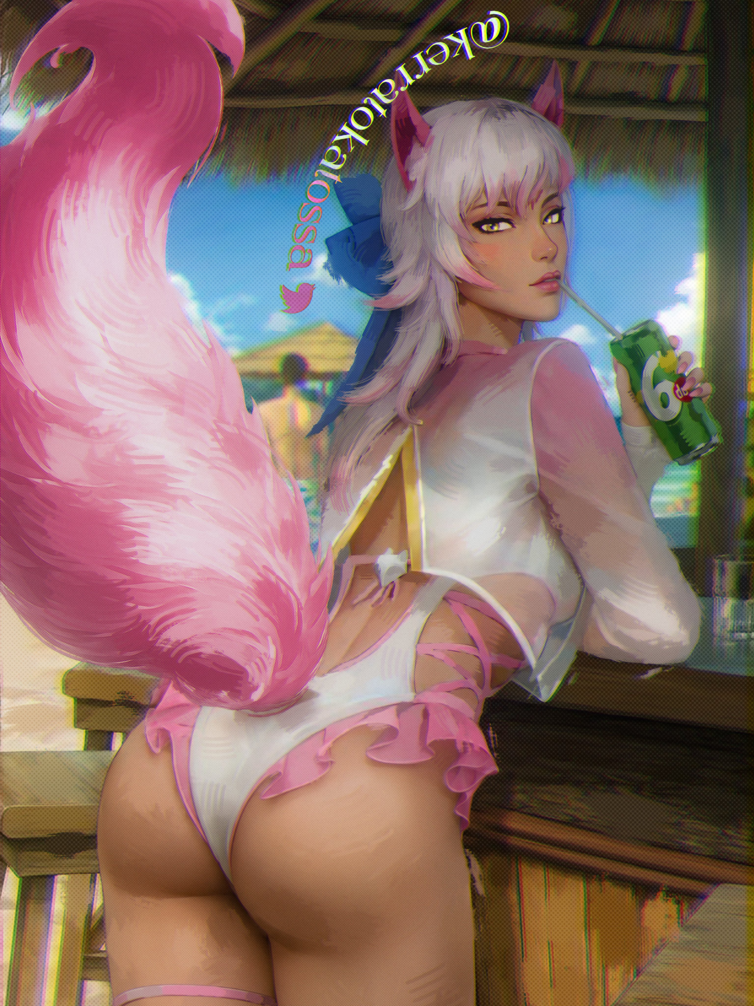 1girls, 3d, ass, ass focus, female, female only, kerratokatossa, looking back, marvel, marvel rivals, solo, solo female, thick thighs, white fox (coastal kumiho), white fox (marvel rivals), white fox (marvel)