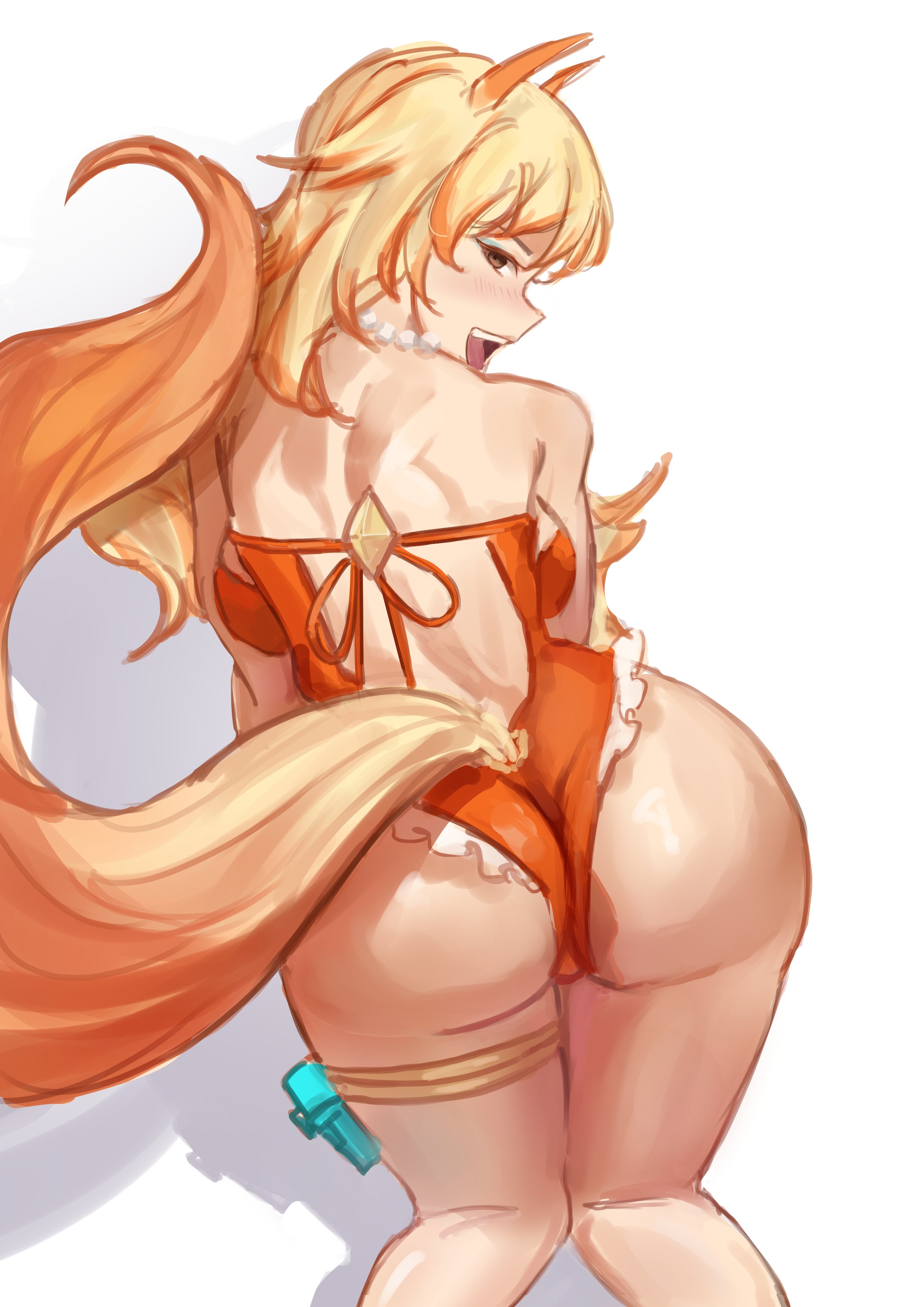 2d, ass, ass focus, big ass, female, marvel, marvel rivals, solo, solo female, white fox (coastal kumiho), white fox (marvel rivals), white fox (marvel)