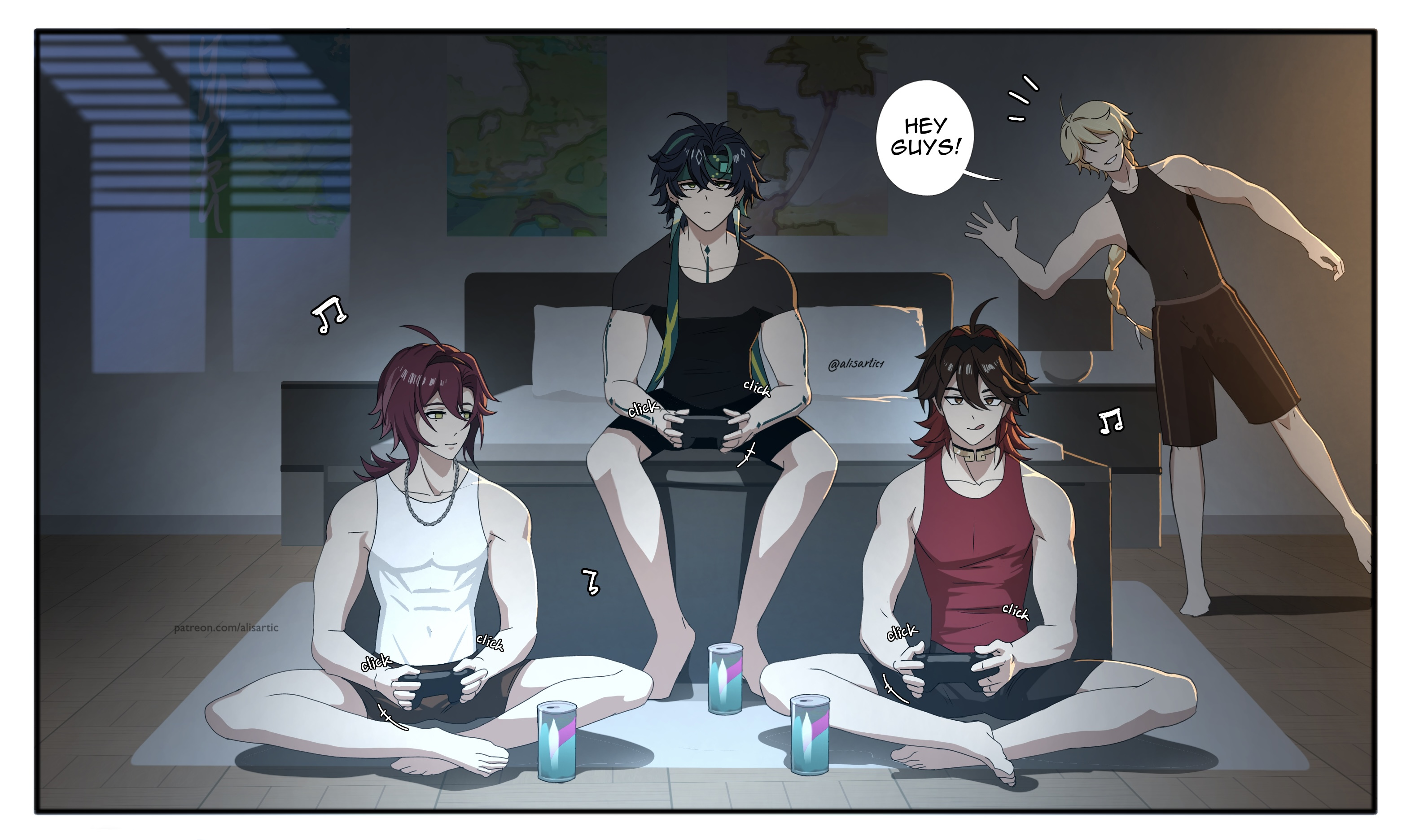 4boys, aether (genshin impact), alisartic1, anal, gaming (genshin impact), gay, genshin impact, kinich (genshin impact), shikanoin heizou, tagme, yaoi
