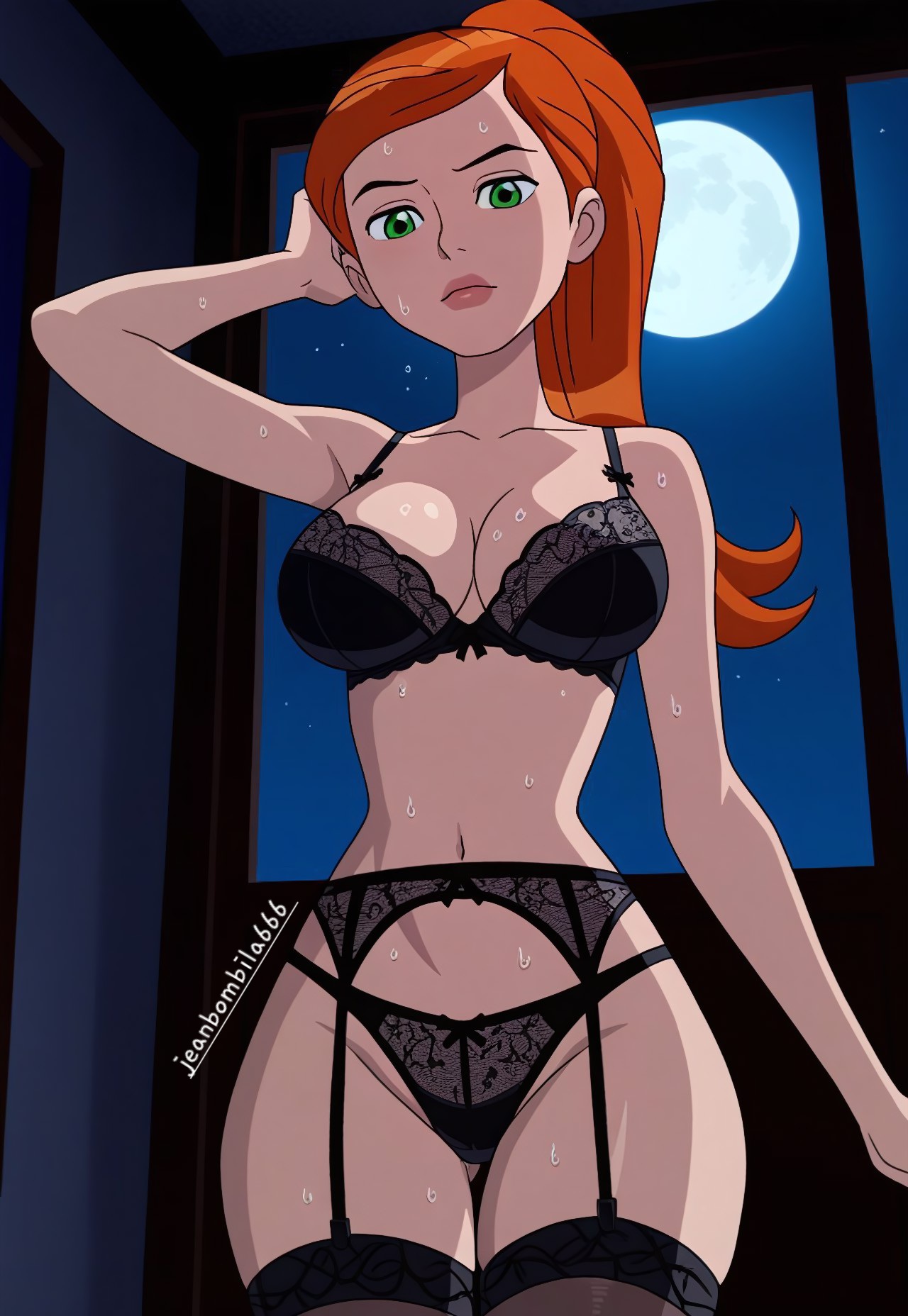1girls, ai generated, ben 10, ben 10 alien force, ben 10 omniverse, ben 10 ultimate alien, big breasts, bored expression, bra, breasts, cartoon network, feet, female, gwen tennyson, gwen tennyson (alien force), gwen tennyson (omniverse), gwen tennyson (ultimate alien), jeanbombila666, lingerie, lingerie bra, lingerie panties, long hair, male, nipples, peace sign, sexy pose, stockings