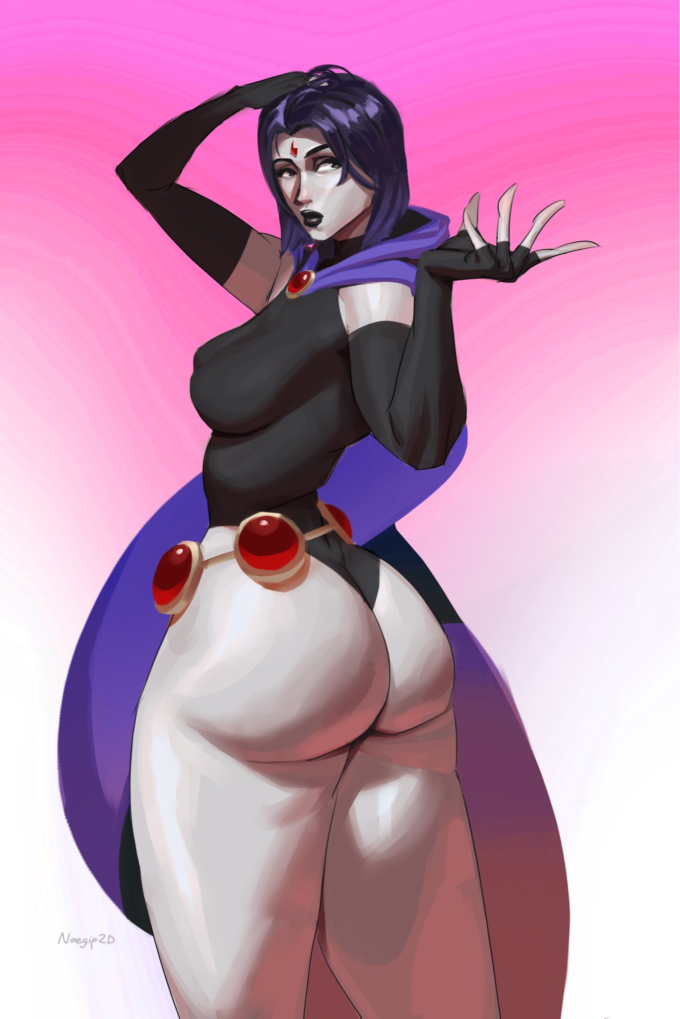 1girls, ass, ass focus, big ass, big breasts, breasts, bubble butt, dc comics, female, female only, huge ass, nipple bulge, raven (dc), solo, tagme (artist), teen titans, teenager