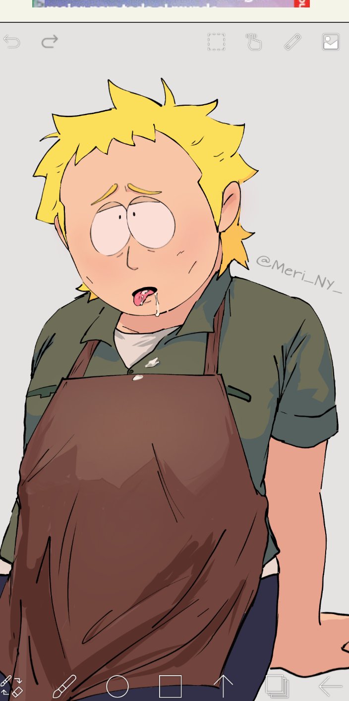 1boy aged_up apron blonde_hair clothed clothed_male clothes clothing colored cum cum_drip cum_in_mouth cum_on_face cum_on_upper_body digital_drawing_(artwork) digital_media_(artwork) dimples ibispaintx male male_only meri_ny_ open_mouth simple_background sitting solo solo_male south_park south_park:_post_covid submissive submissive_male tongue tongue_out tweek_tweak unfinished