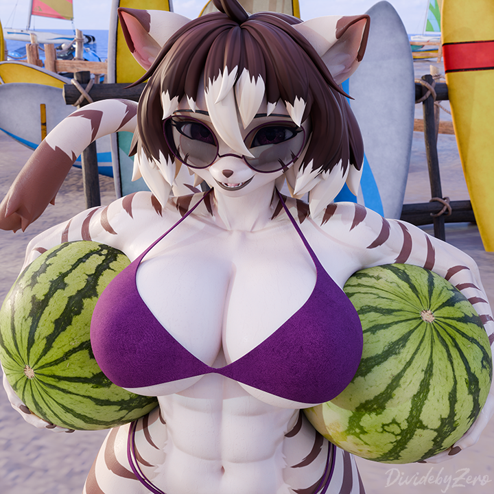 3d alyia_(dividebyzero) big_breasts bikini breasts cleavage dividebyzero female furry huge_breasts tagme tiger