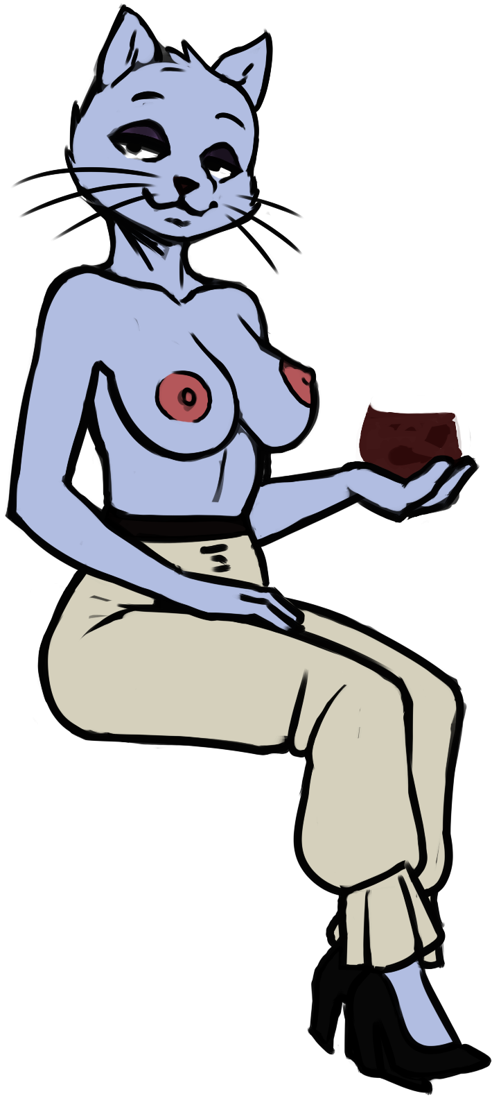 1girls 2024 alcohol alpha_channel anthro areola areolae bedroom_eyes beverage big_areola big_areolae big_breasts biped black_clothing black_eyebrows black_eyes black_footwear black_high_heels black_nose black_whiskers blue_body blue_breasts blue_ears blue_fur bottomwear breasts cheek_tuft closed_smile clothed clothing collarbone color_edit colored container cup dark_clothing dark_footwear dark_high_heels dark_nose dark_whiskers digital_drawing_(artwork) digital_media_(artwork) dogtanian_and_the_three_muskehounds domestic_cat drinking_glass erect_nipples eyebrows eyelids eyeshadow facial_tuft felid feline felis female female_only fingers flaminhotcheatoes footwear full-length_portrait fur fur_tuft glass glass_container glass_cup grey_bottomwear grey_clothing grey_pants half-closed_eyes hand_on_leg hand_on_own_leg hand_on_own_thigh hand_on_thigh head_tuft hi_res high_heels holding_beverage holding_container holding_cup holding_glass holding_object holding_wine_glass humanoid_hands iris light_areola light_body light_bottomwear light_breasts light_clothing light_ears light_fur light_nipples light_pants looking_at_viewer makeup mammal milady monotone_body monotone_clothing monotone_footwear monotone_fur monotone_high_heels monotone_shoes mouth_closed narrowed_eyes nipples no_pupils pants pink_areola pink_areolae pink_nipples portrait prick_ears purple_eyeshadow redout seductive shoes simple_background sitting smile smiling_at_viewer solo solo_female thick_thighs third-party_edit three-quarter_view topless topless_anthro topless_female transparent_background tuft whiskers wine wine_glass