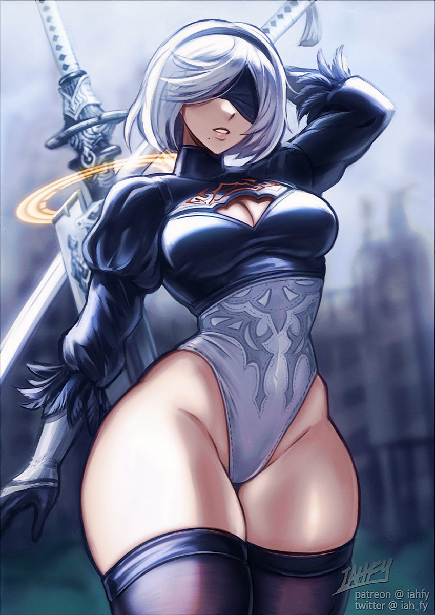 android blindfold goddess hips iahfy leotard nier:_automata square_enix tagme thighs yorha_2b