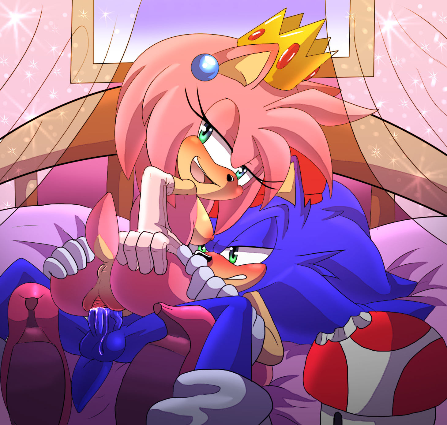 1boy, 1girls, 2018, amy rose, angelofhapiness, anthro, anthro on anthro, anus, ass, balls, bed, bedroom eyes, black nose, blush, breasts, clothing, cosplay, cowgirl position, crossover, crossover cosplay, crown, cum, cum in pussy, cum inside, curtains, duo, ear piercing, exposed torso, female, footwear, gloves, green eyes, hair, half-closed eyes, hand on ass, hand on butt, handwear, hedgehog, hi res, high heels, indoors, jewelry, male, male penetrating, mammal, mario, mario (cosplay), mario (series), mario hat, mostly nude, mushroom, narrowed eyes, nintendo, nipples, nude, on top, orgasm, penis, piercing, pink hair, princess peach, princess peach (cosplay), pussy, sega, sex, shoes, short hair, sonic (series), sonic the hedgehog, sonic the hedgehog (series), spread legs, spreading, straight, super mario bros., vagina, vaginal, vaginal penetration, vaginal sex, video games, window