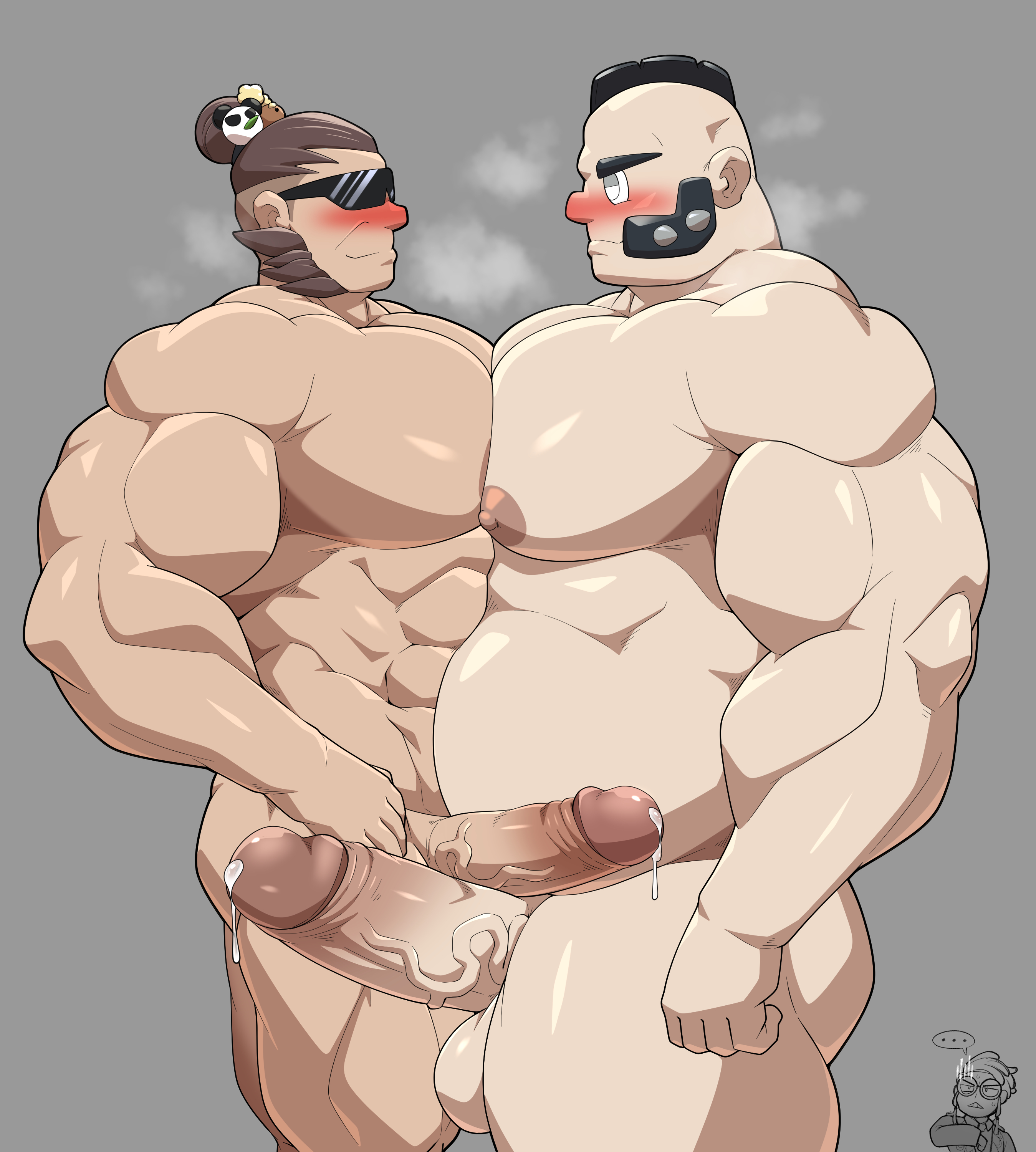 2boys, abs, balls, bara, big balls, big muscles, big nipples, big pecs, big penis, black hair, blush, boner, corbeau (pokemon), daddy, dilf, erection, frottage, gay, gypso (pokemon), huge balls, huge cock, huge muscles, huge nipples, huge pecs, human, human on human, hunk, karasuba (pokemon), maldu, male, male focus, male only, male/male, mohawk, moustache, muscat (pokemon), muscles, muscular, muscular human, muscular male, naked, naked male, navel, nipples, nude, pecs, pecs touching, penis, philippe (pokemon), pokemon, pokemon legends: z-a, ponytail, sex, spiked mustache, vinnie (pokemon), yaoi