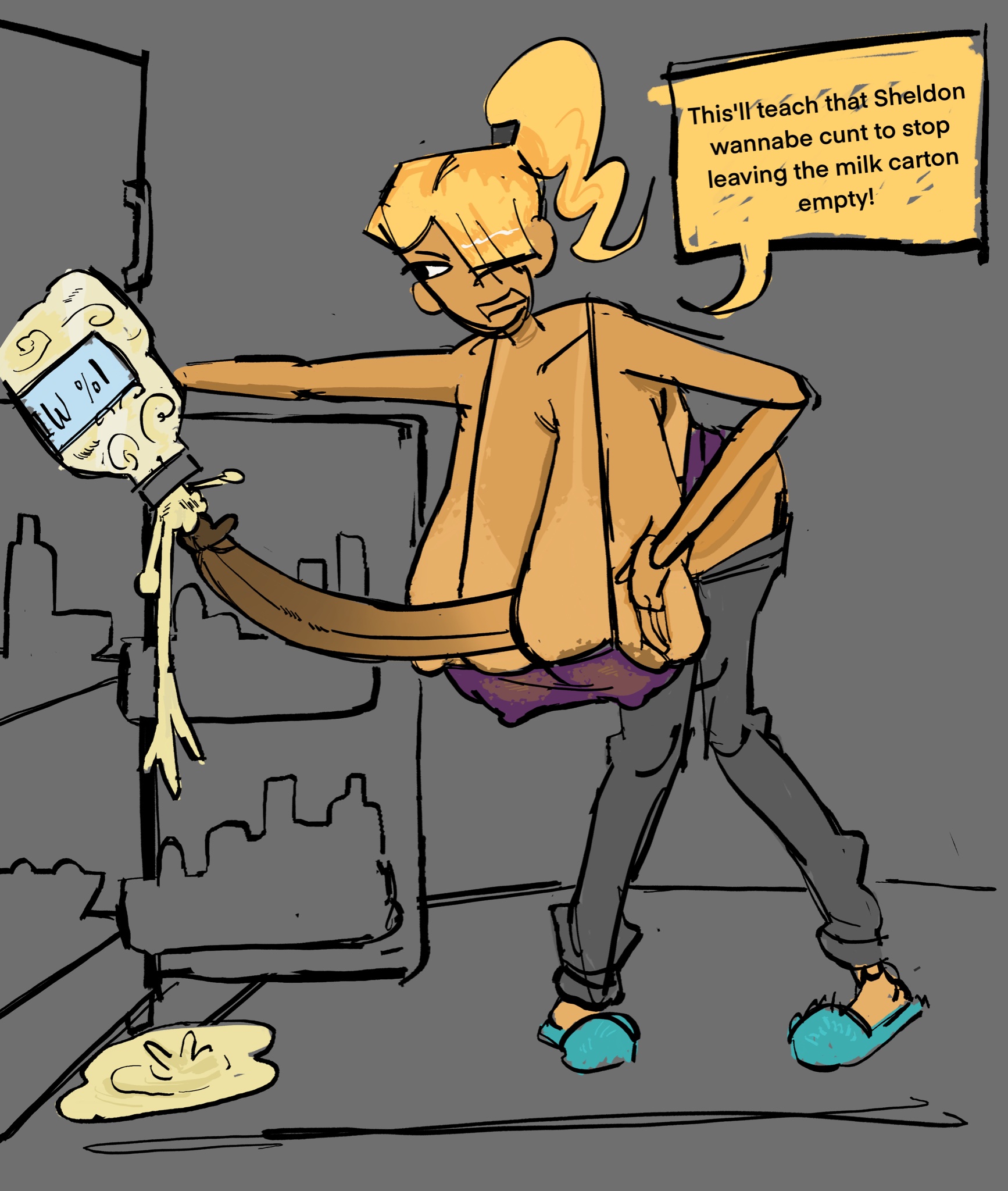 1futa, autopaizuri, bent over, bimbo (blankate), blankate, breasts, clothed, clothing, cum, cum in container, cumming, futa only, futanari, huge breasts, human, hyper, hyper penis, intersex, long penis, original character, partially clothed, penis, solo, tan, thick cum, top heavy, trans woman, transfem, twitter, very long penis