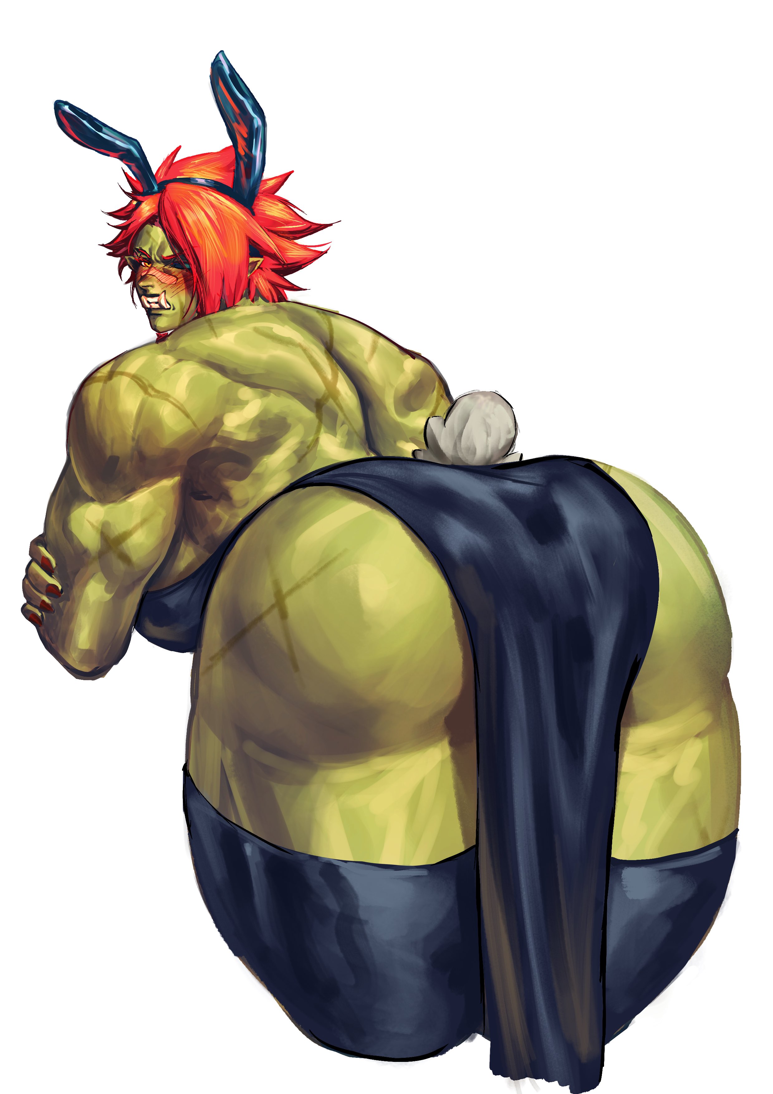 1girls, bunny ears, bunny tail, bunnysuit, cassandra (virgoart1509), orc, virgoart1509