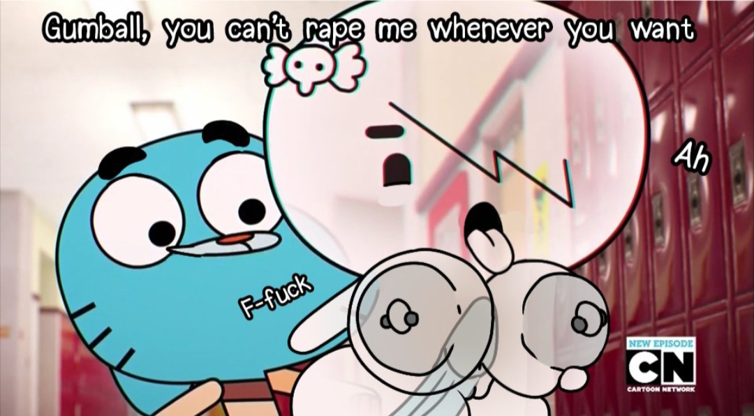 anal, anal penetration, big ass, big breasts, carrie krueger, curvy figure, edit, editorl, english text, fat ass, ghost, ghost girl, gumball watterson, huge ass, huge breasts, intangibility, intangible, nipple piercing, screenshot, screenshot edit, text, the amazing world of gumball, thick thighs
