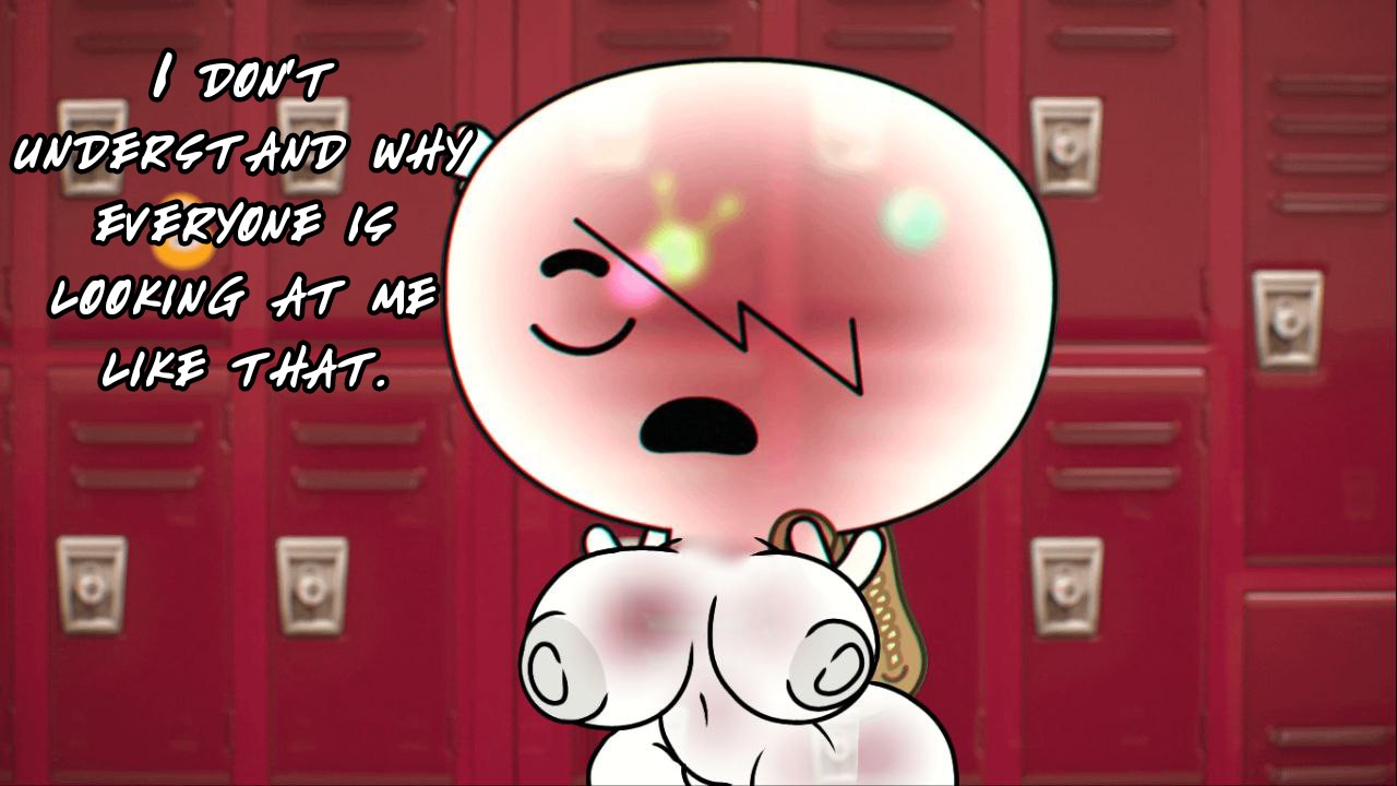 big breasts, carrie krueger, curvy figure, edit, editorl, english text, ghost, ghost girl, huge ass, huge breasts, intangibility, intangible, screenshot, screenshot edit, text, the amazing world of gumball, thick thighs