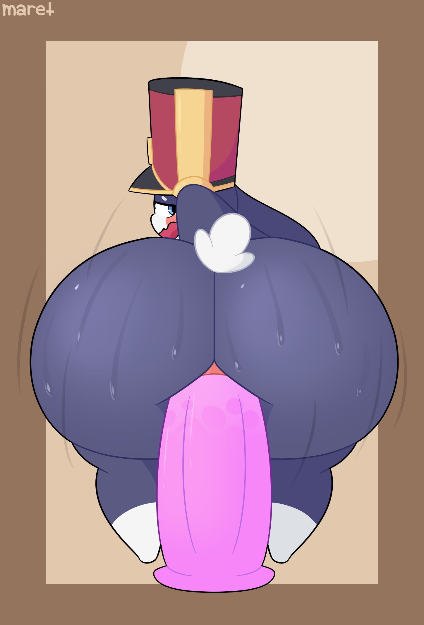 2023, 2d, anal, anal masturbation, ass focus, big ass, blue eyes, bubble butt, bunny tail, dat ass, dildo, dumptruck ass, evilfiendish, femboy, fur, furry, happy, hat, headgear, honkai: star rail, huge ass, male, massive ass, masturbation, open smile, pom-pom (honkai: star rail), riding, riding dildo, smile, sweat, sweaty, sweaty ass, thick thighs