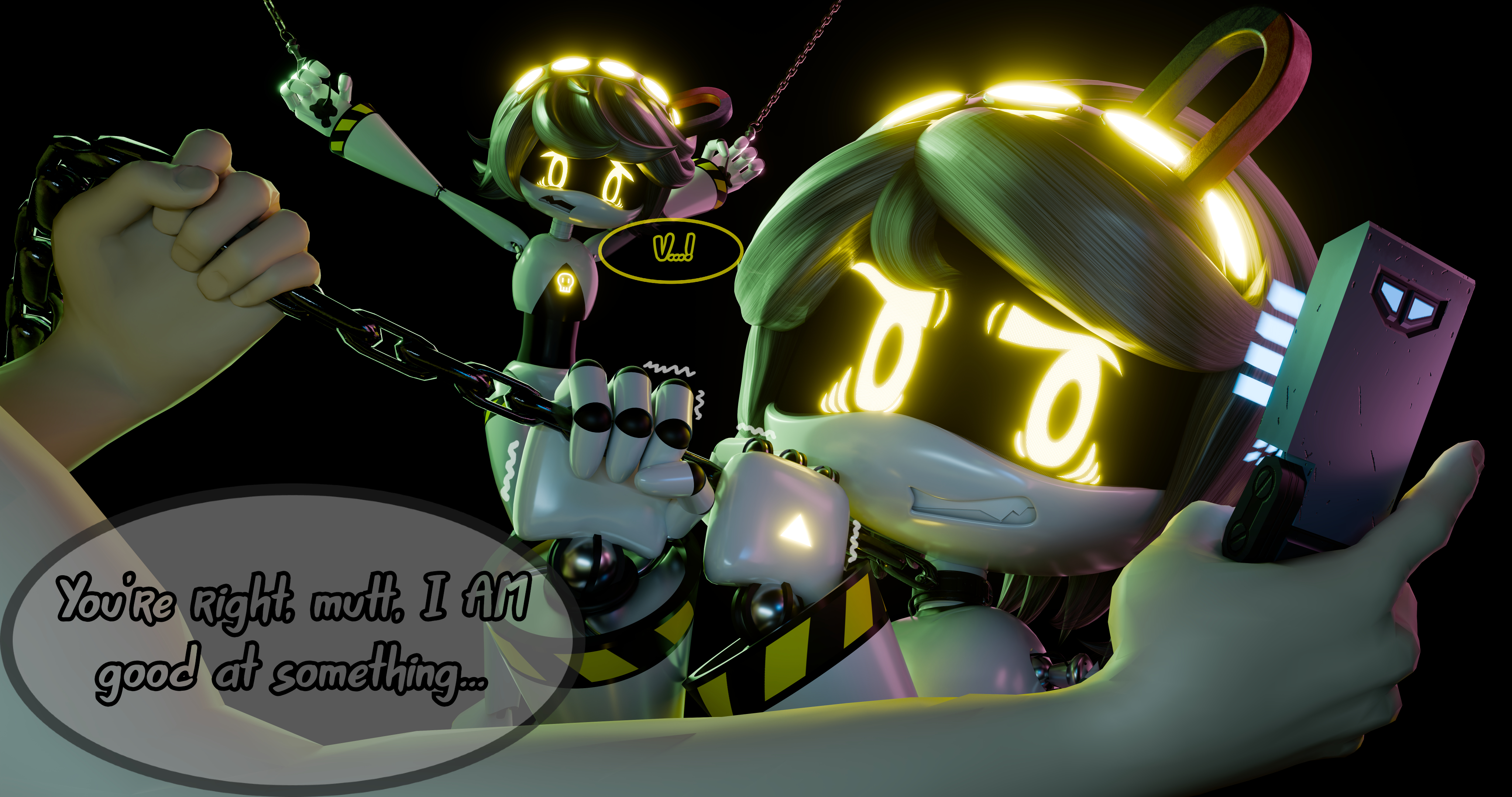 3d, 3d (artwork), accurate art style, armac104, blender, blender (software), cuckold, disassembly drone, english text, full nelson, glitch productions, human, human on humanoid, human on robot, male/female, murder drones, murder drones x humans, n (murder drones), netorare, sensitive, sensitivity heightening, small penis, small penis adoration, stockholm syndrome, v (murder drones)