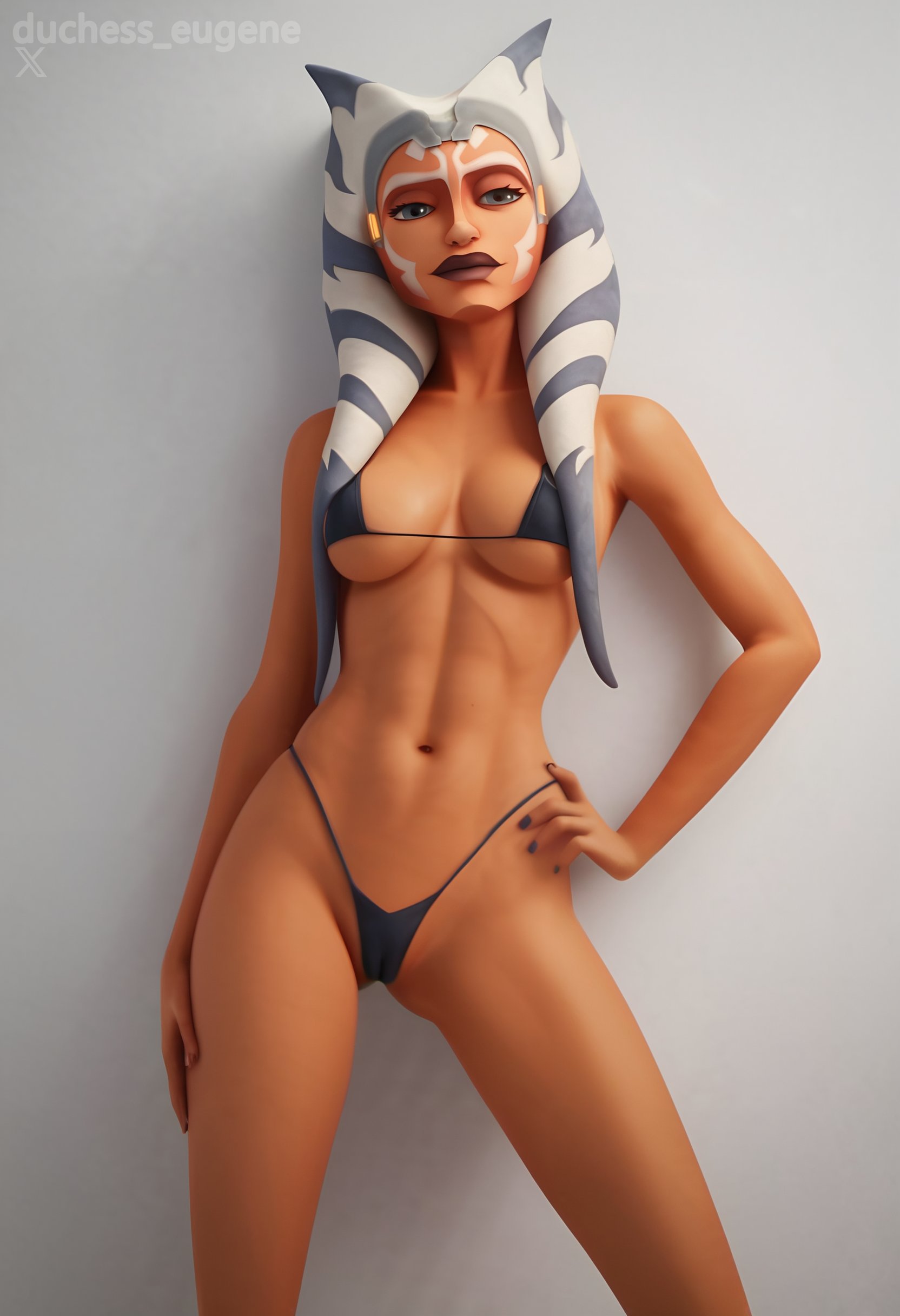 1girls, ahsoka tano, ai generated, alien, alien girl, bikini, cameltoe, clone wars, duchess eugene, female, female only, gstring, lekku, micro bikini, orange body, panties, solo, stable diffusion, star wars, tagme, togruta