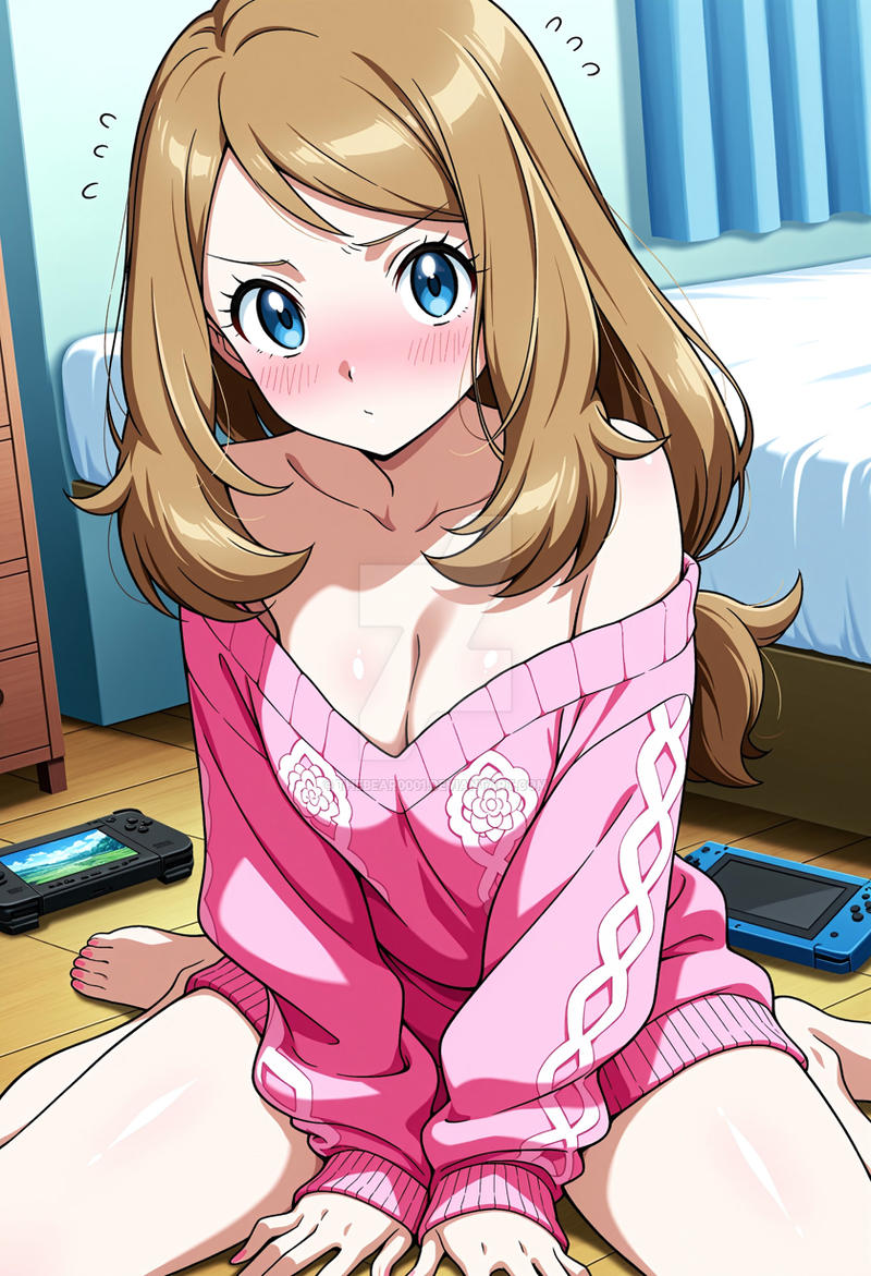 1girls, ai generated, clothed, clothed female, female, female only, honey hair, nintendo, pokemon, revealing, revealing clothes, serena (pokemon), solo, tagme, thebear0001