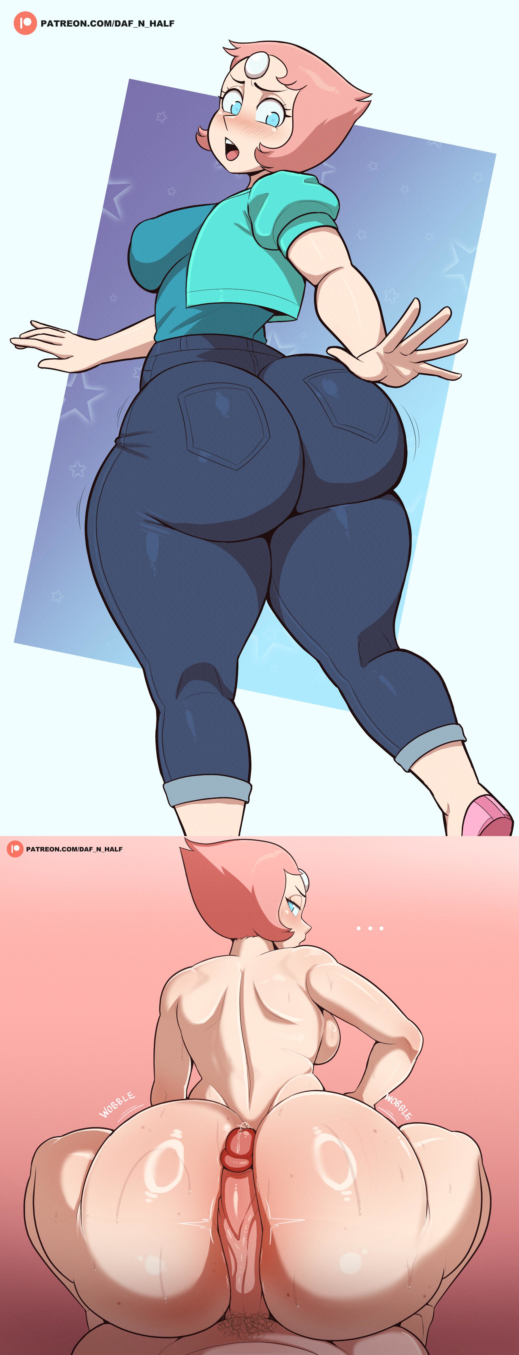 ass, ass focus, butt focus, buttjob, cartoon network, comic, daf n half, hot dogging, imminent penetration, jeans, pants, pearl (steven universe), steven universe, tagme