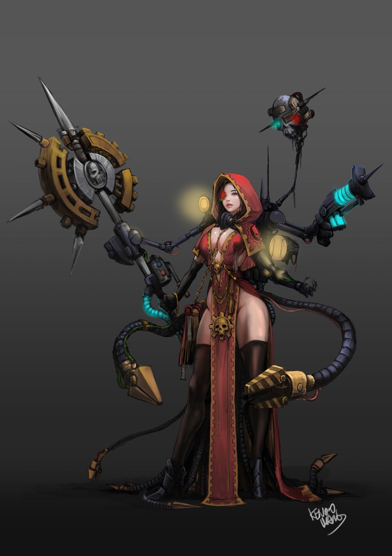 1girls adeptus_mechanicus artist_request cybernetic_arm cybernetic_limb cybernetics female female_only imperium_of_man solo solo_female tagme_(artist) techpriest warhammer_(franchise) warhammer_40k