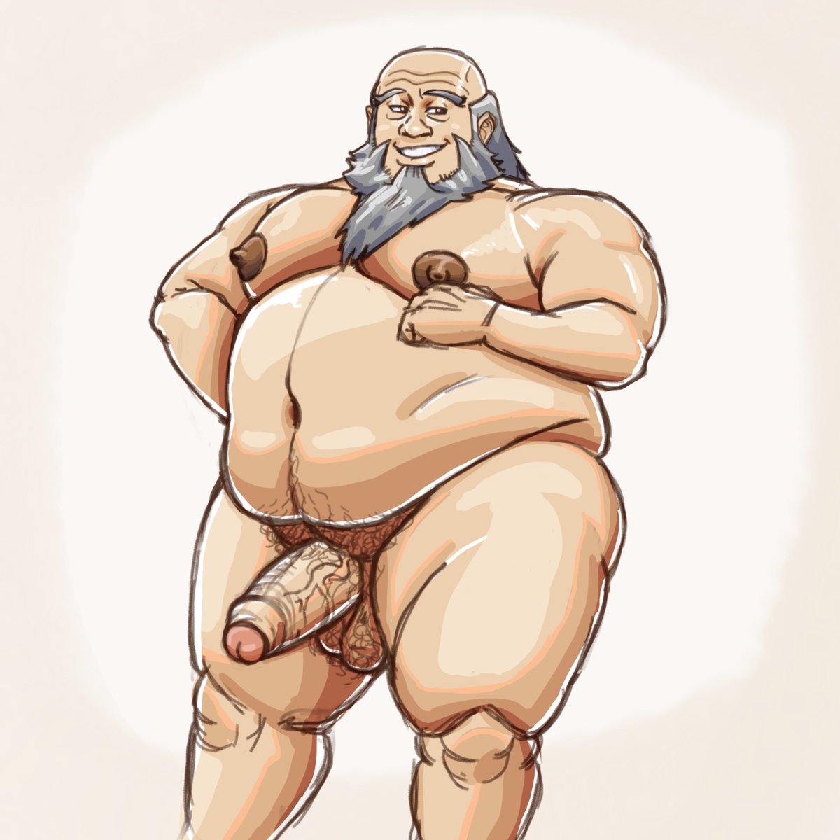 1boy avatar_legends avatar_the_last_airbender balls beard boner daichi_akimichi erection facial_hair fat fat_belly fat_man fire_nation human iroh male male_only nude obese obese_male overweight overweight_male penis solo solo_male