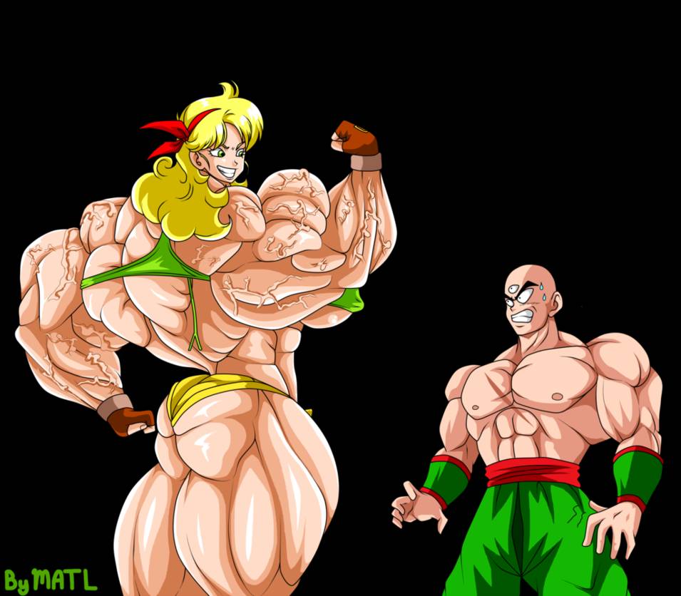 3_eyes abs ass bald biceps big_muscles blonde_hair breasts dragon_ball dragon_ball_z female green_eyes hair large_muscles long_hair male male/female matl multi_eye muscles muscular muscular_arms muscular_ass muscular_female muscular_legs muscular_male muscular_thighs pecs shorts size_difference veins veiny_muscles